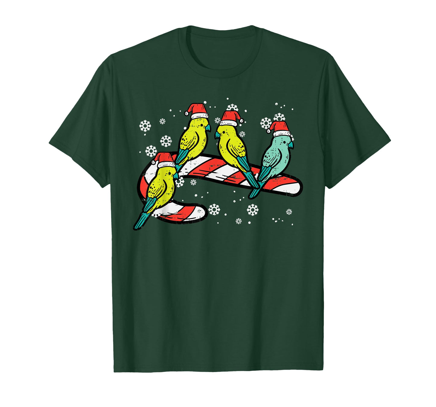 Christmas Parrots Birds Candy Cane Cute Xmas Men Women Kids T-Shirt