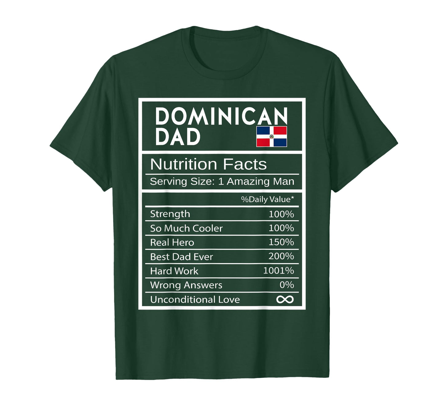 Dominican Dad Nutrition Facts National Pride Gift For Dad T-Shirt