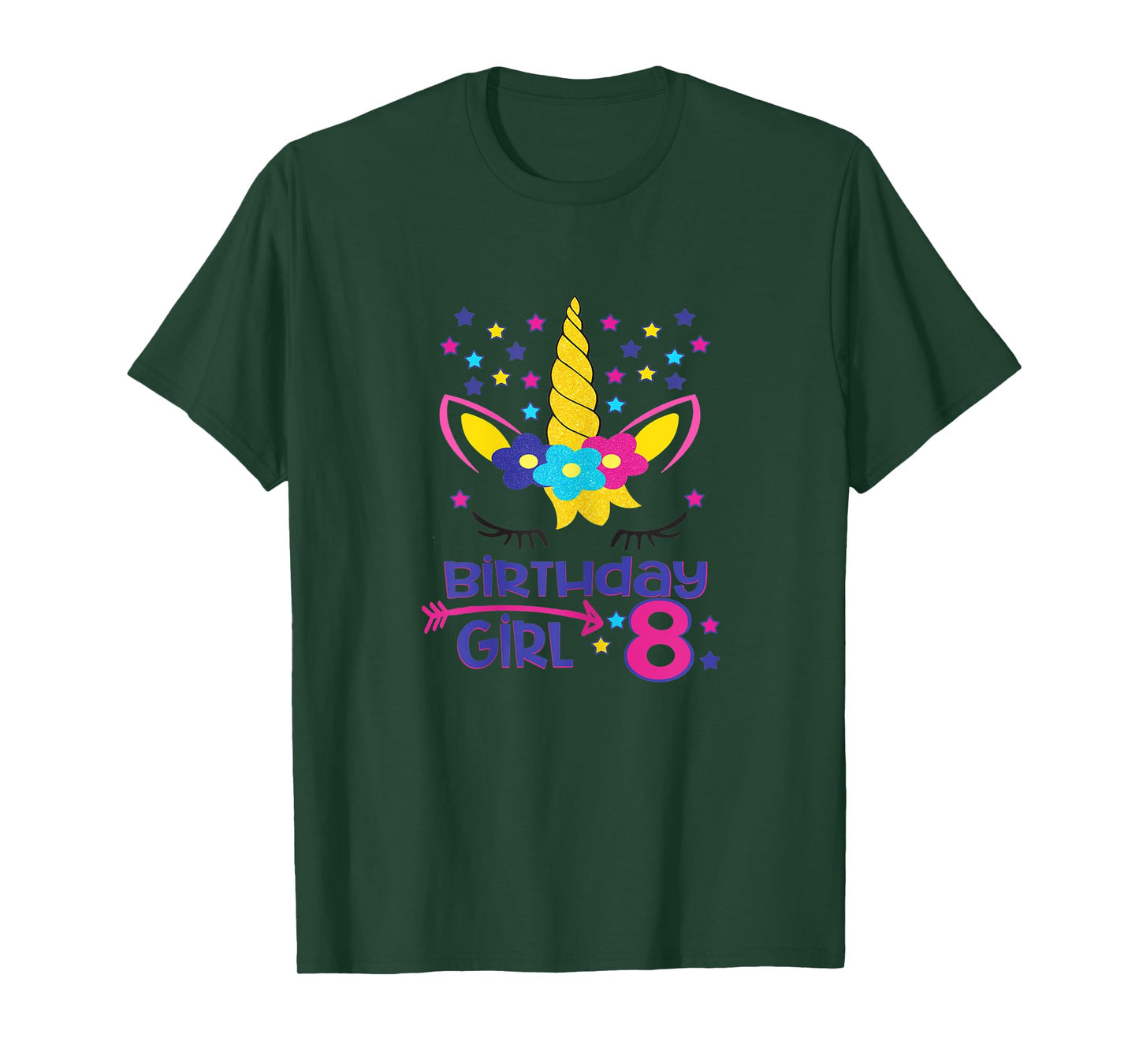 Birthday Girl 8 Unicorn Stars Unicorn Birthday 8 Year Old T-Shirt