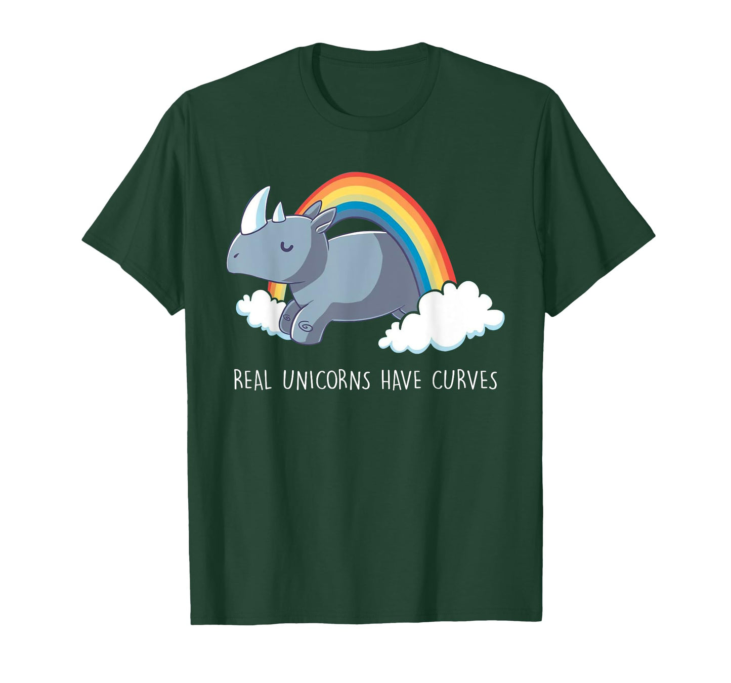 Real Unicorns Have Curves Rainbow Tee T-Shirt