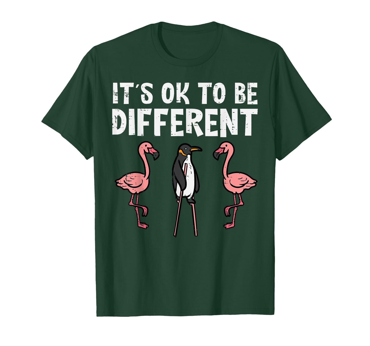 Penguin Its Okay To Be Different Flamingo Men Women Kids T-Shirt