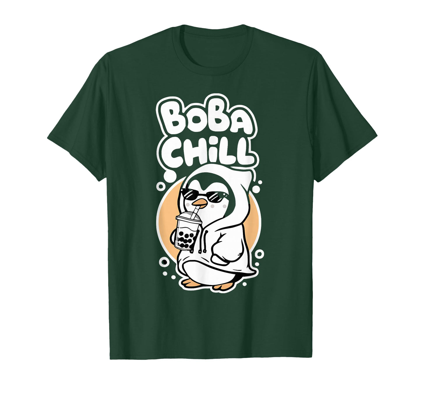 Boba Chill Kawaii Penguin Bubble Mike Tea Drink Cool Penguin T-Shirt