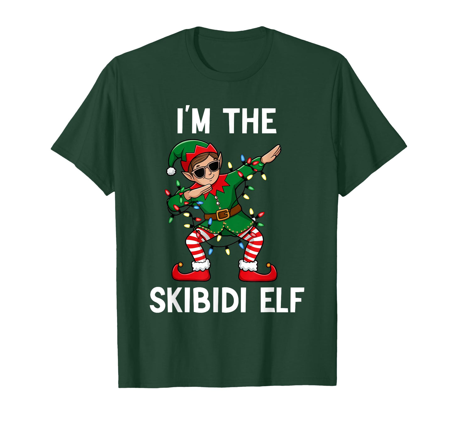 Funny Christmas Brainrot The Skibidi Elf Xmas Boys Girls T-Shirt