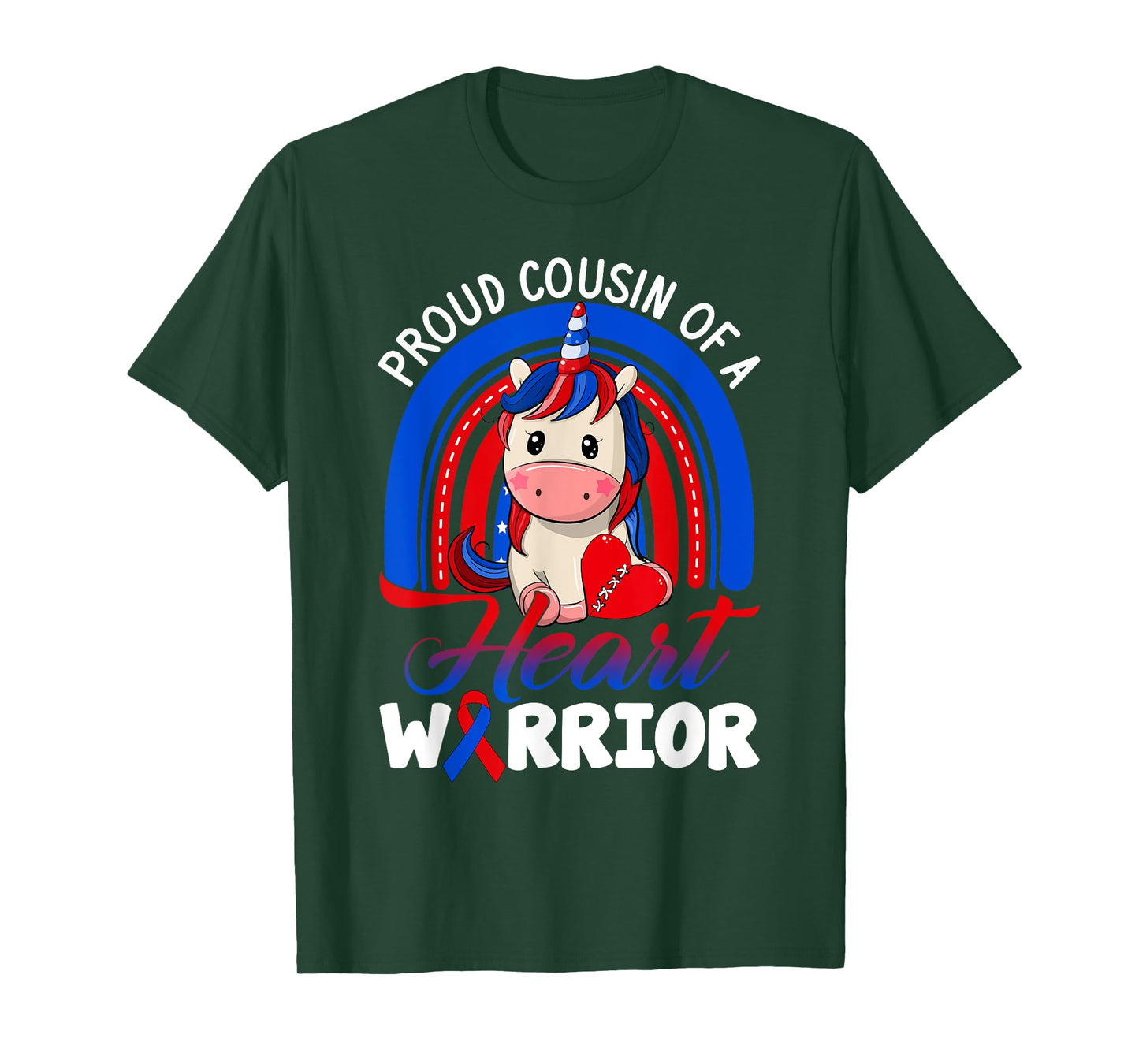 Proud Cousin Of A Heart Warrior CHD Awareness Unicorn Rainbo T-Shirt