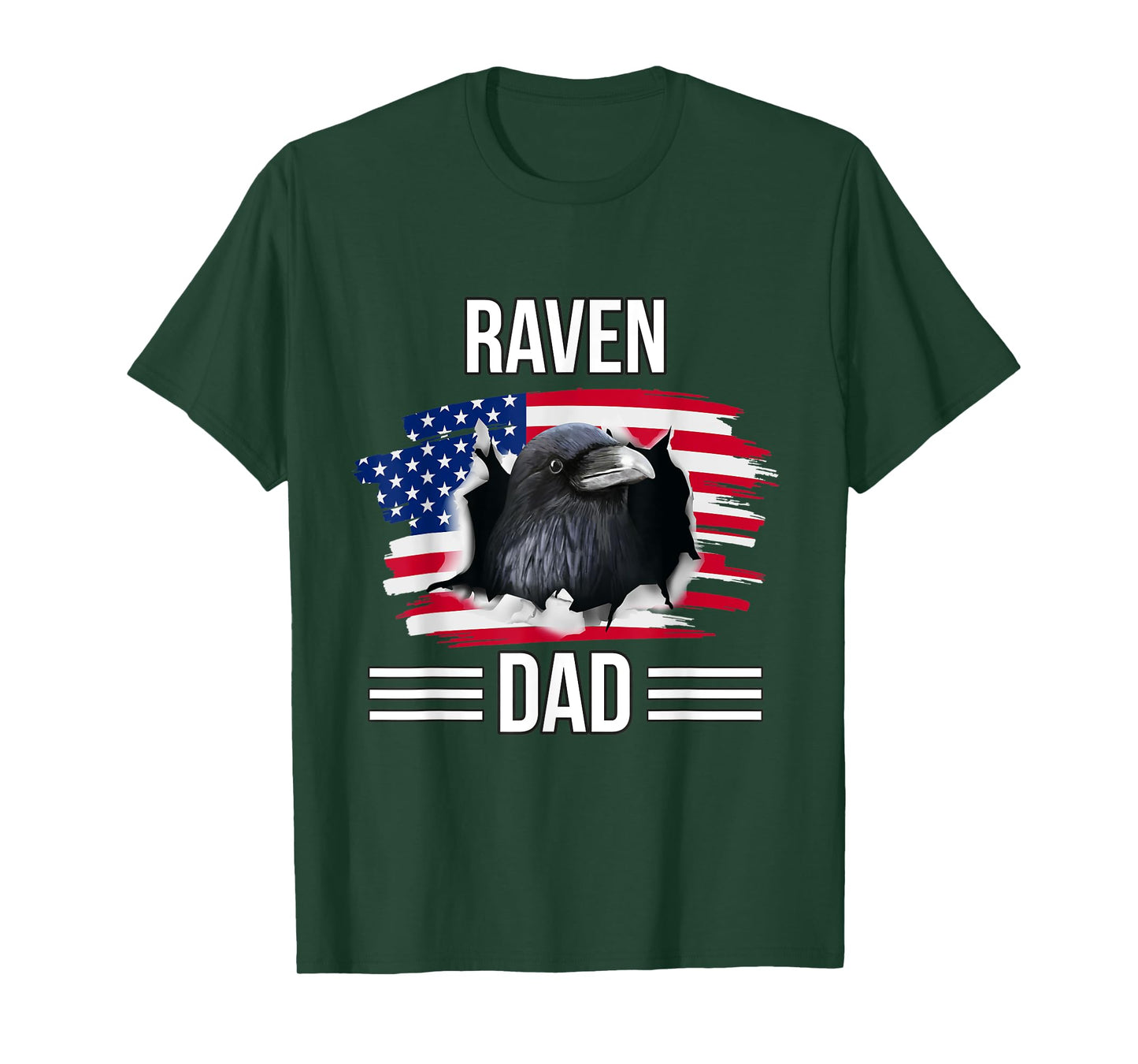 Bird US Flag 4th Of July Father's Day Raven Dad T-Shirt
