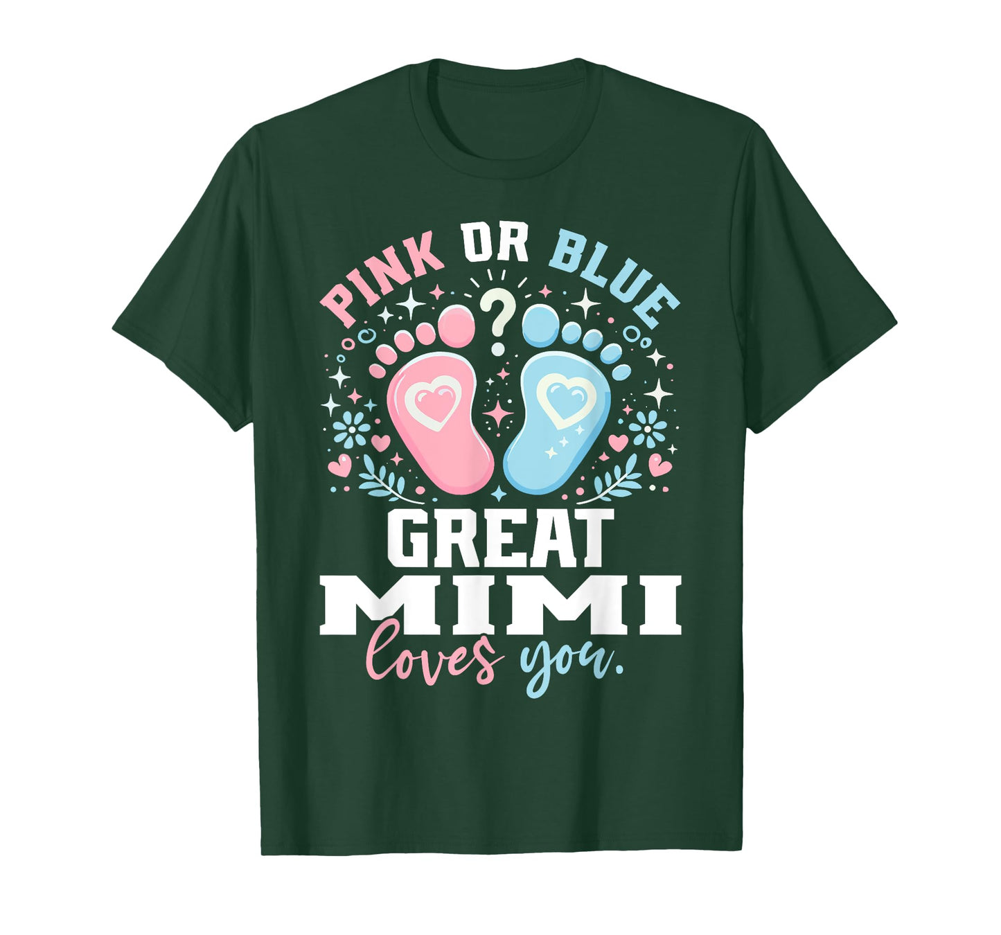 Pink or Blue Great Mimi Footprints Gender Reveal T-Shirt