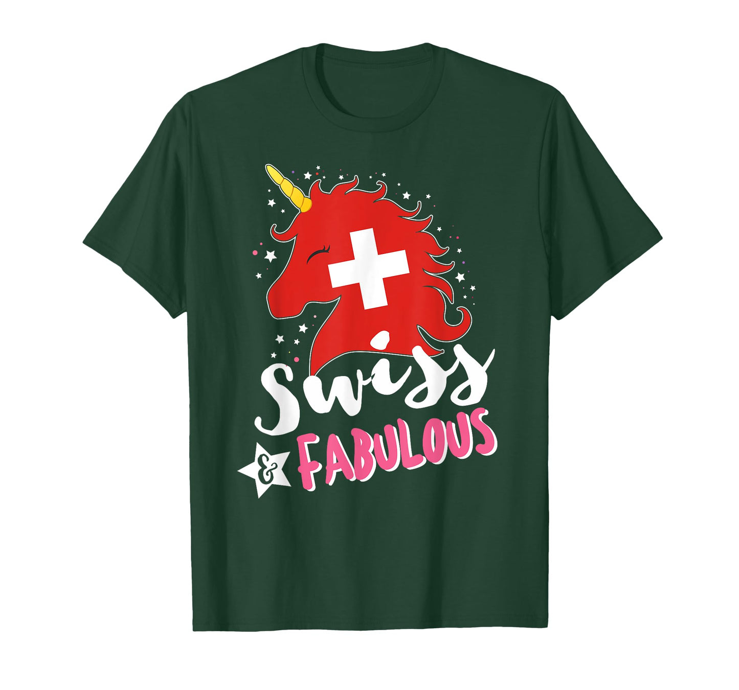 Swiss Unicorn Switzerland Flag T-Shirt