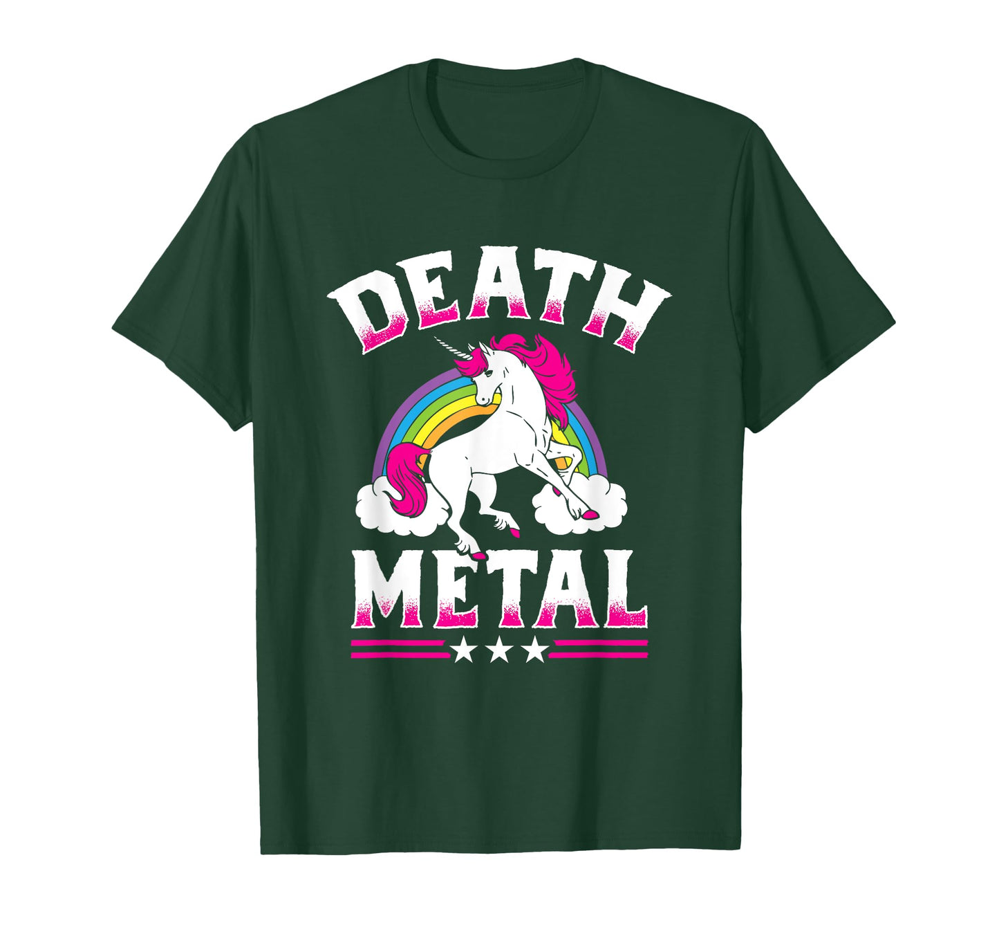 Death Metal Rainbow and Unicorn Heavy Rock Music Lover Gift T-Shirt