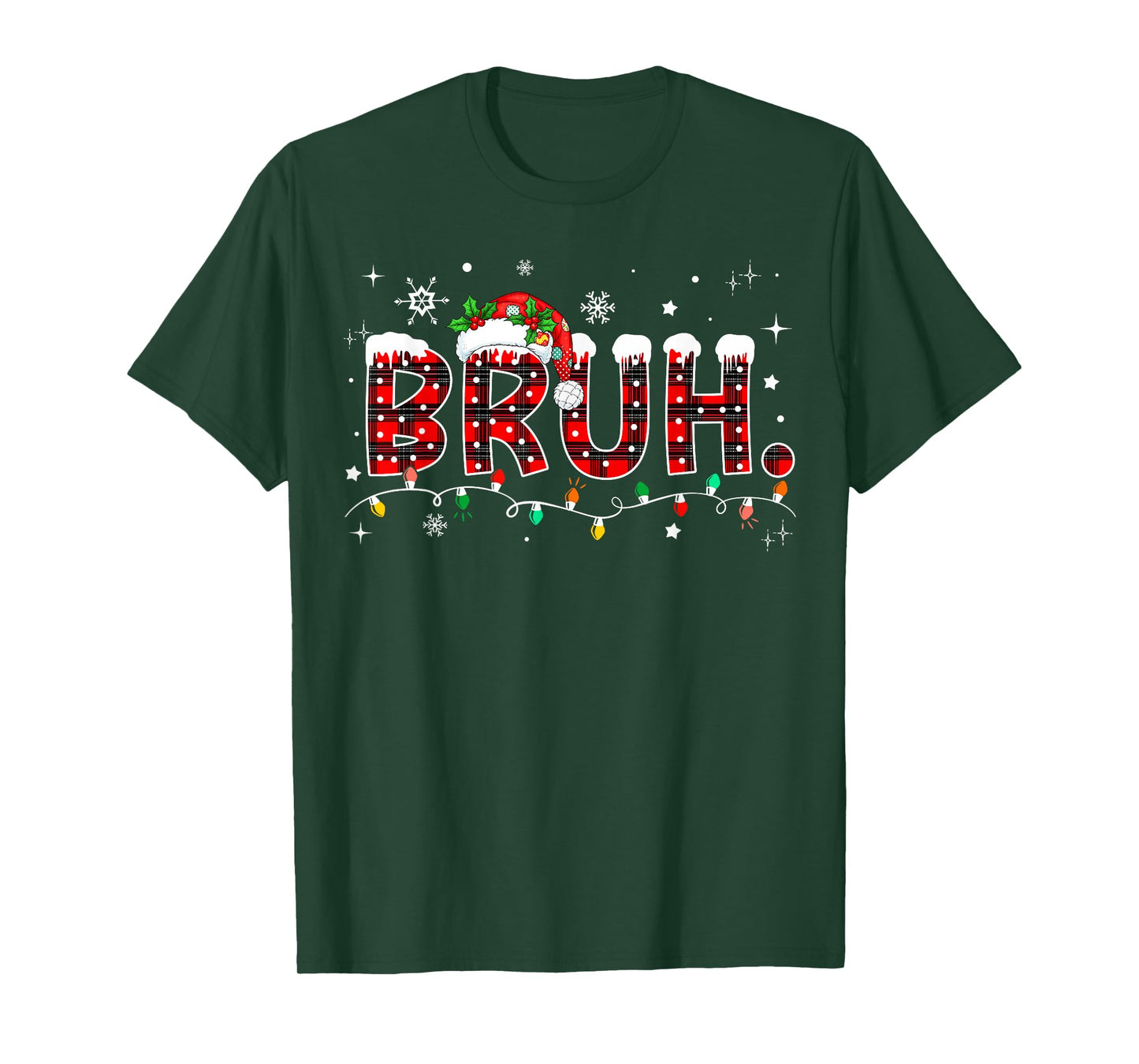 Bruh Funny Christmas Red Plaid Teens Boys Kids Xmas Pajamas T-Shirt