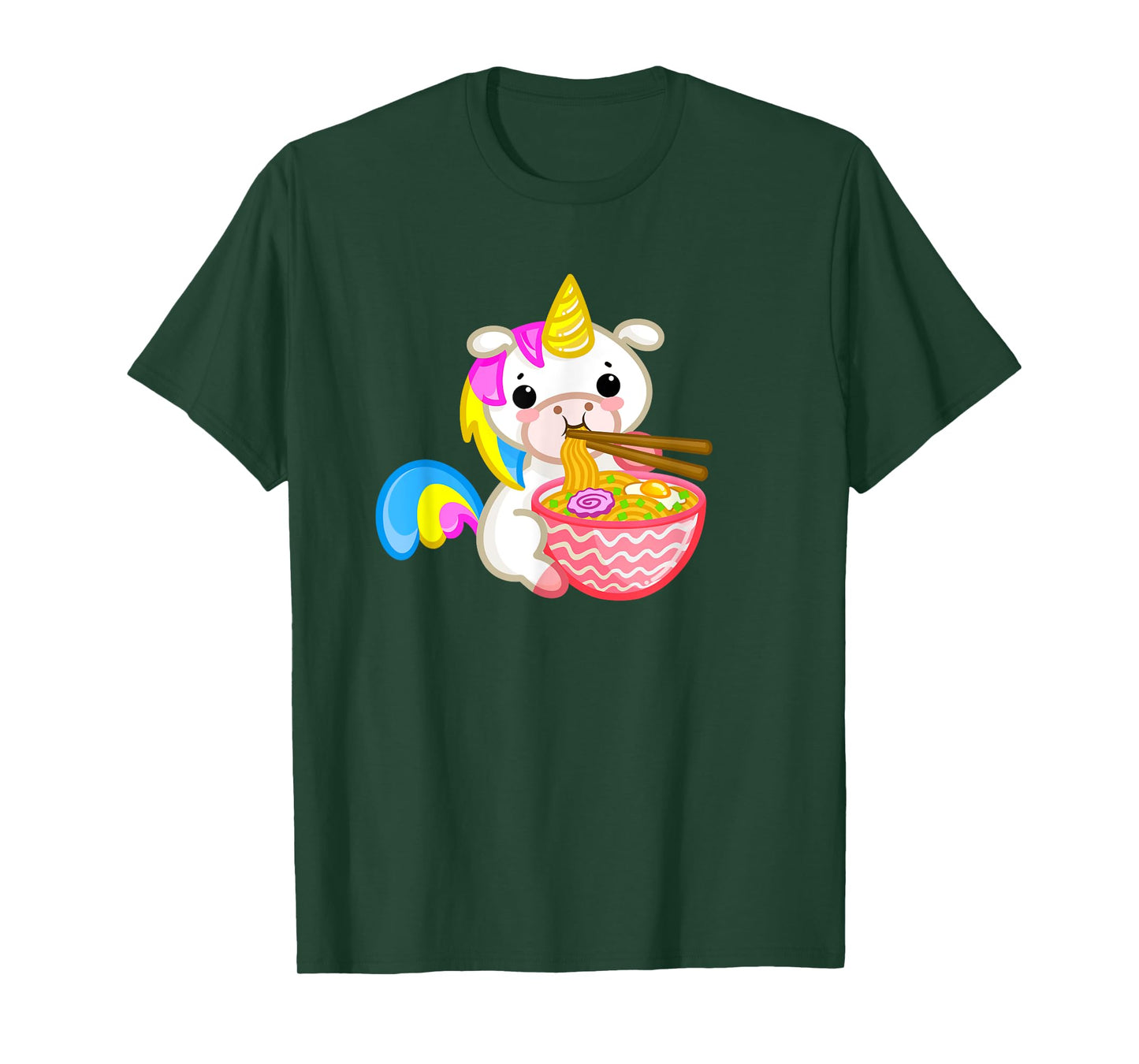 Unicorn Eating Ramen Kawaii Japanese Noodles Anime Teen Girl T-Shirt