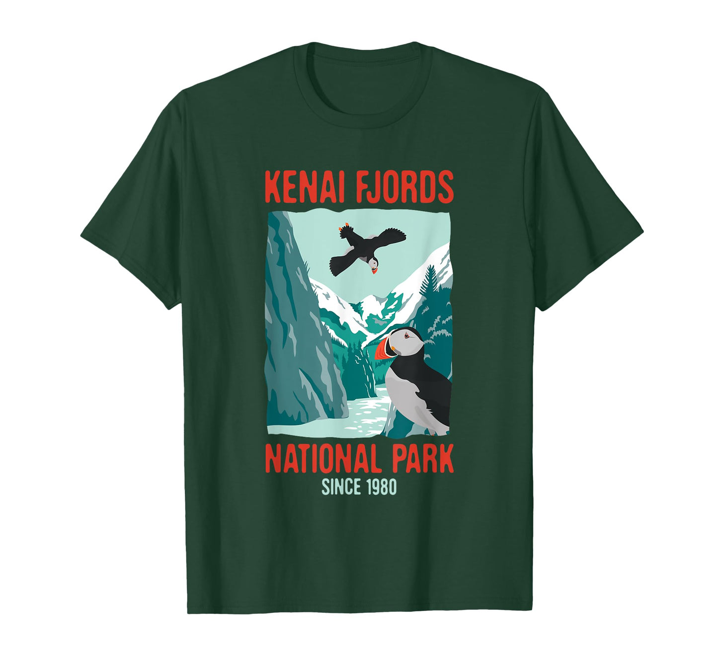 Kenai Fjords US National Park Puffin Bird Alaska Gift T-Shirt