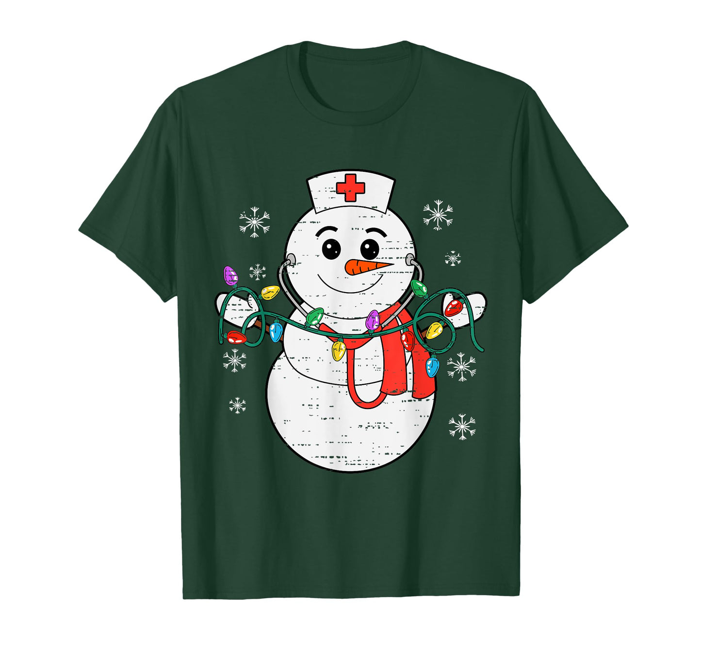 Snowman Nurse Christmas Stethoscope Xmas Scrub Top Women T-Shirt