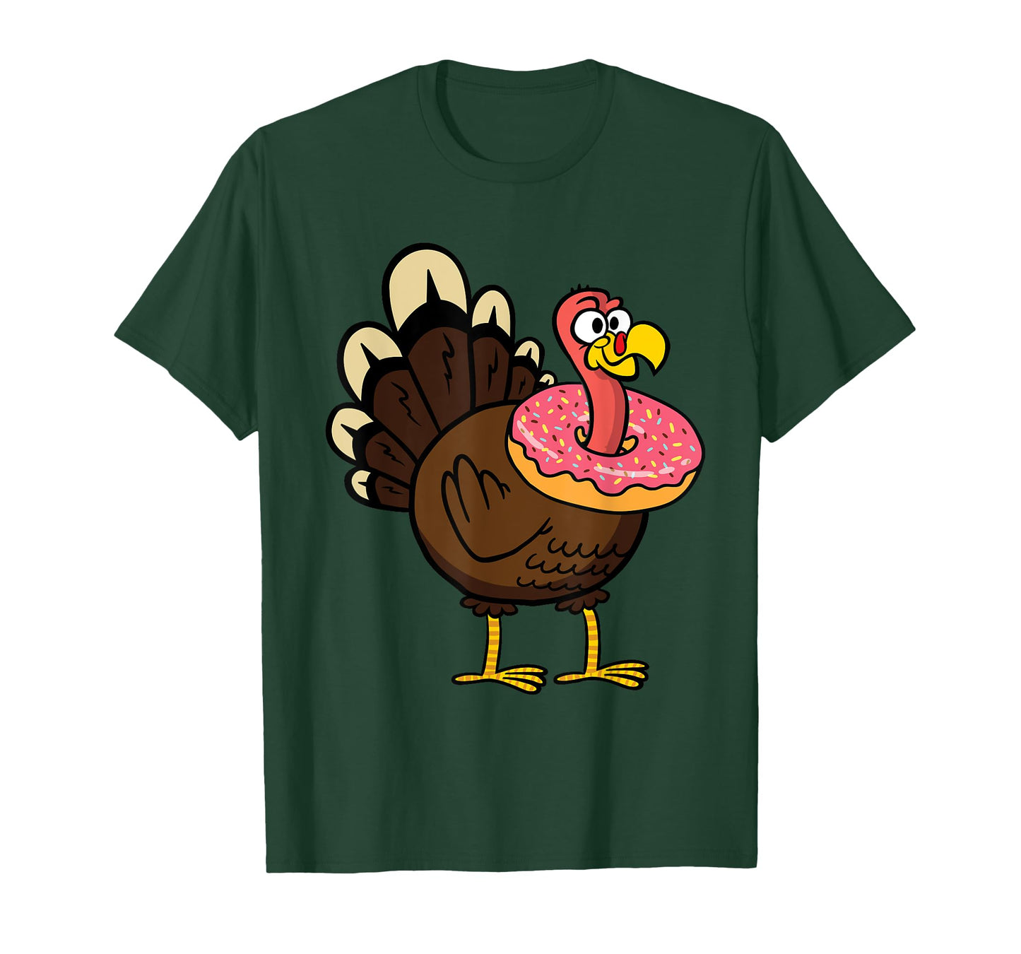 Turkey With Donut Thanksgiving Day Funny Bird Fall Autumn T-Shirt