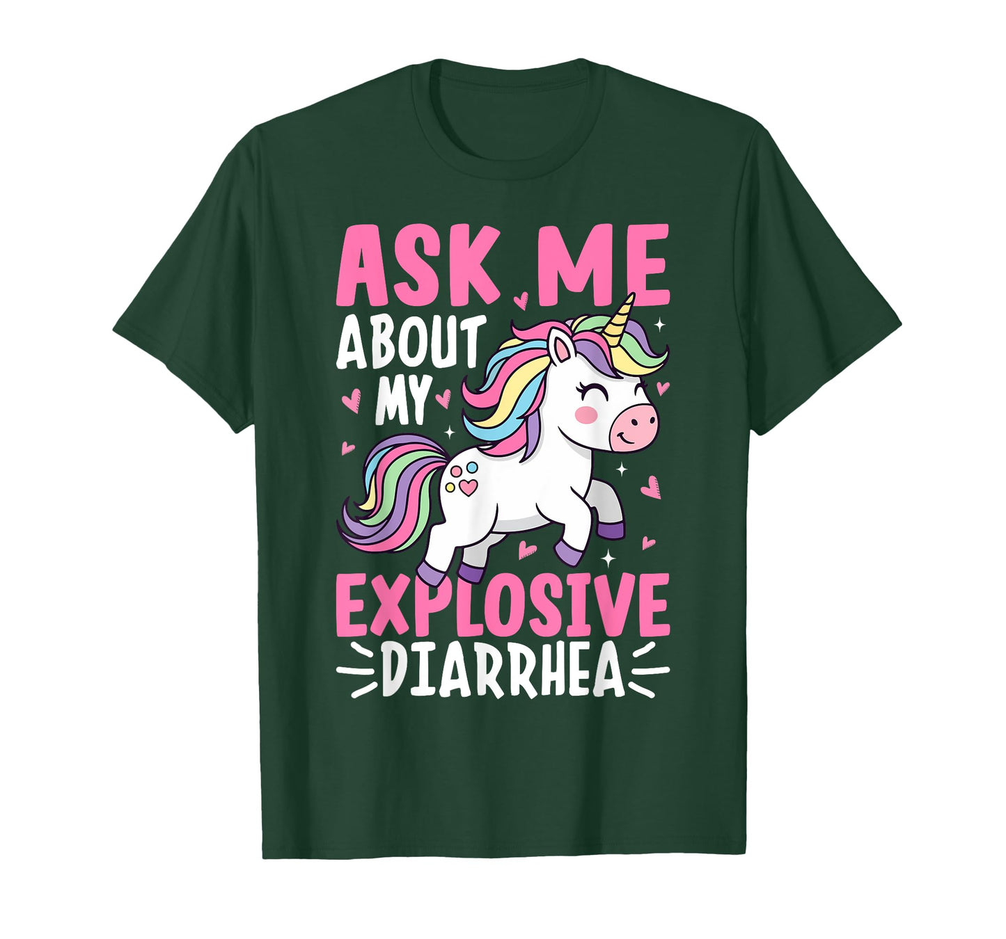 Ask Me About My Explosive Diarrhea Funny Unicorn Meme T-Shirt