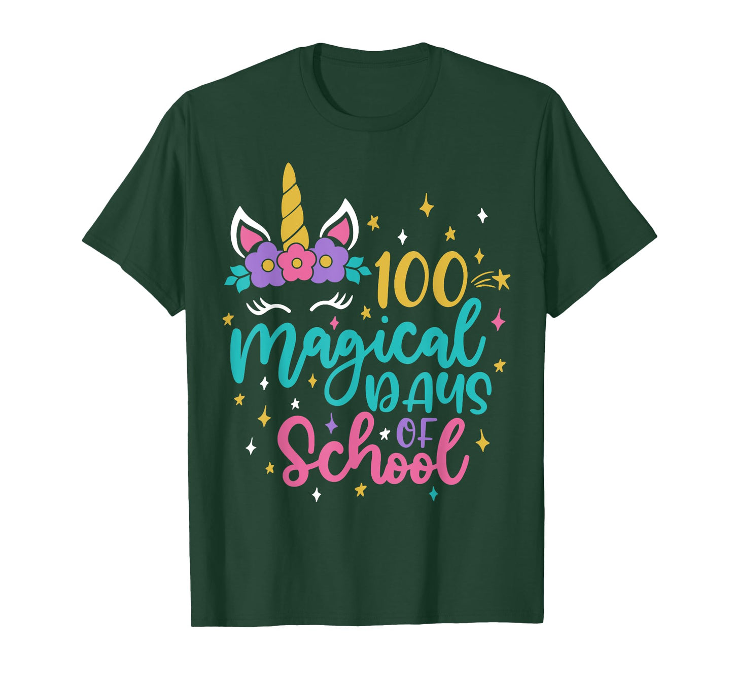 100th Day of School Unicorn 100 Magical Days Teacher Girls T-Shirt