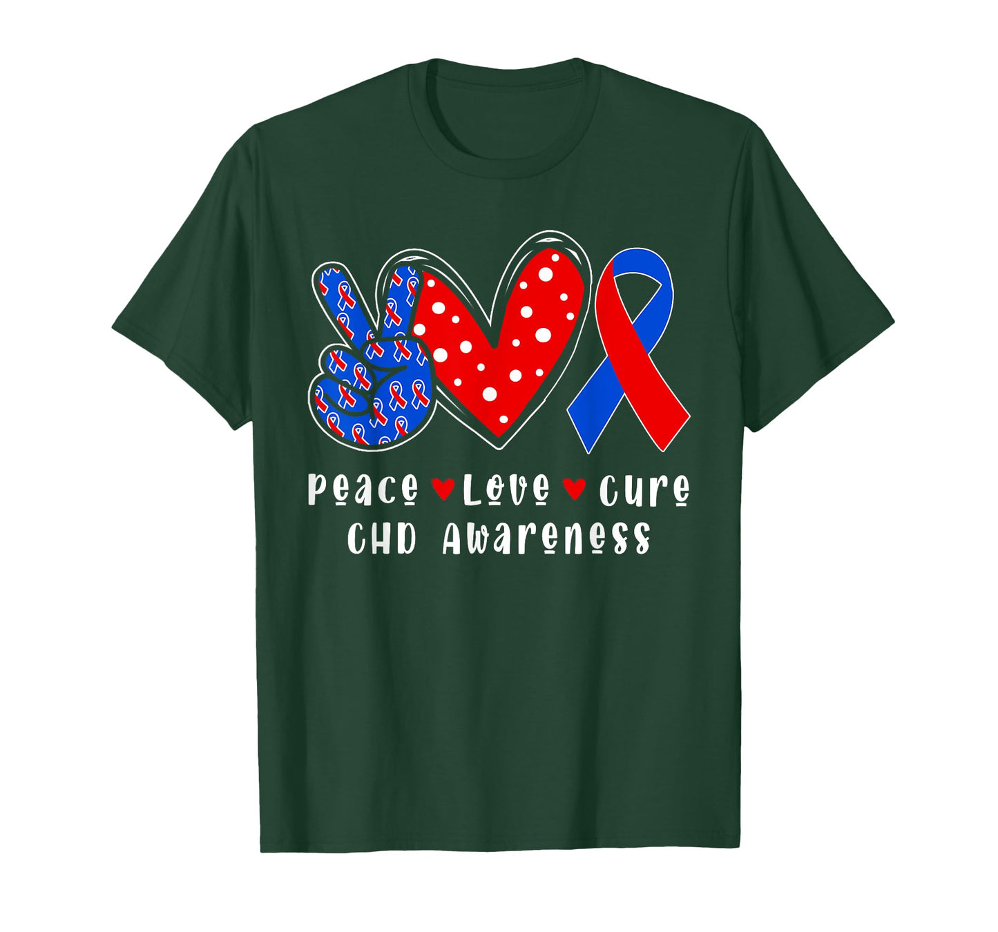 Peace Love Cure CHD Congenital Heart Defect Awareness Ribbon T-Shirt