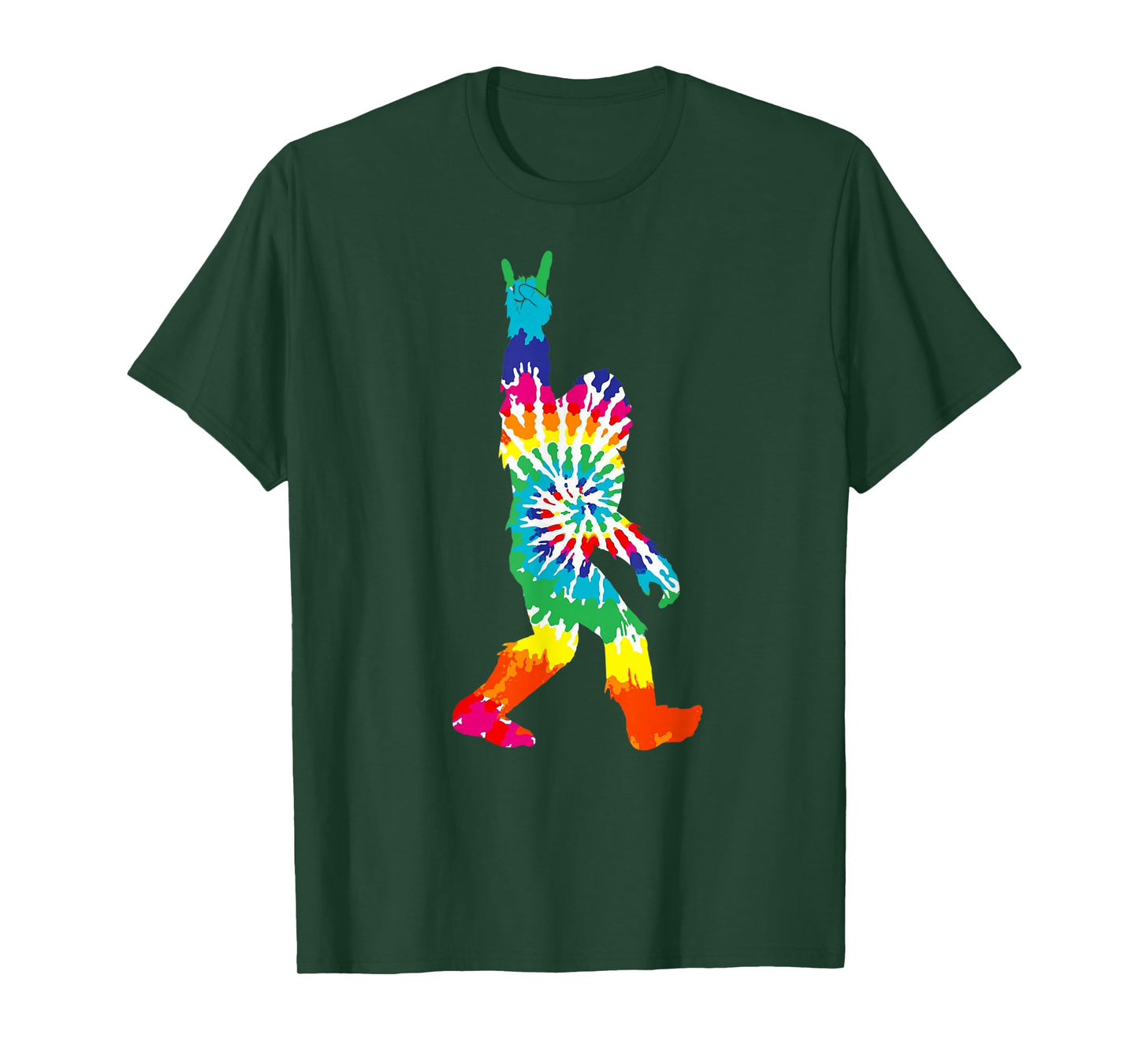 Funny Bigfoot Rock and Roll Tie Dye Shirt Sasquatch Believer T-Shirt