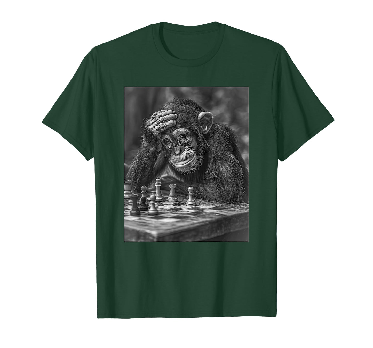 Funny Chimpanzee Playing Chess, Cool Monkey Chess Lover T-Shirt