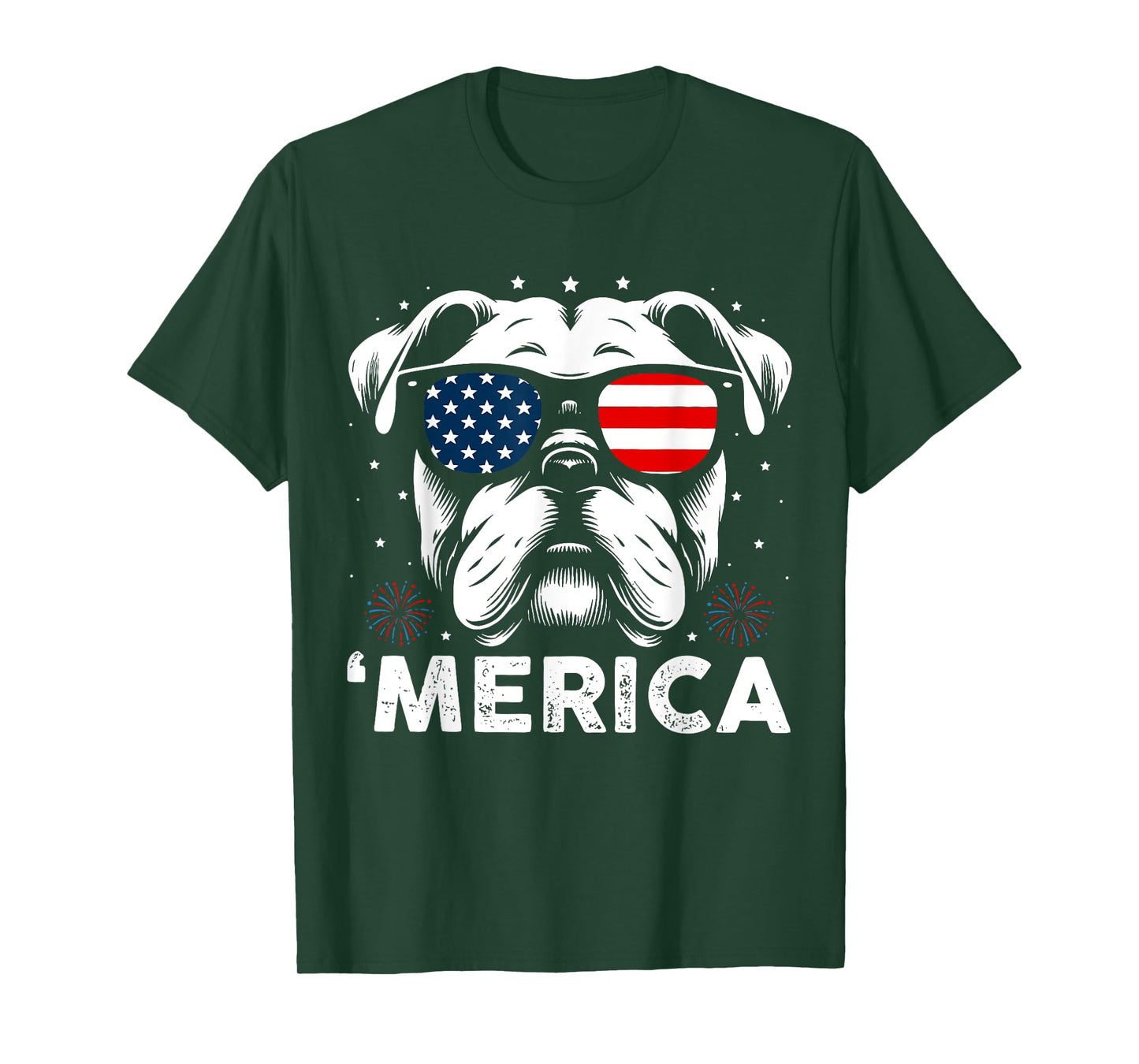 English Bulldog Dog Merica Patriotic USA Flag 4th Of July T-Shirt