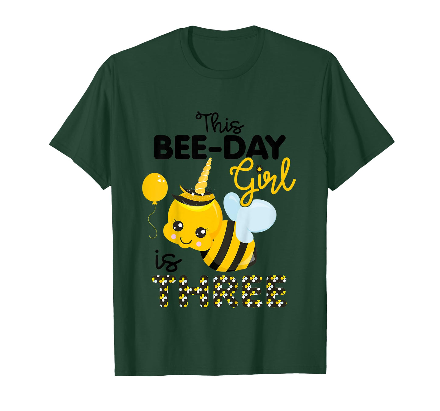 Kids 3rd Birthday Girl Bee Themed 3 Year Old Bday Matching Party T-Shirt