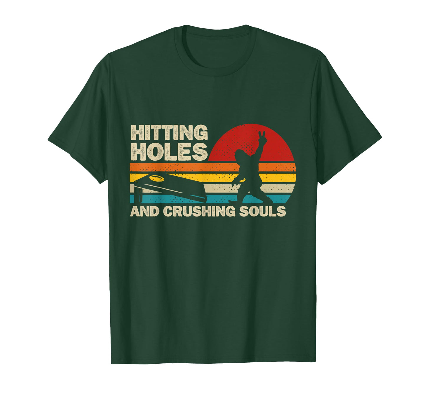 Hitting Holes And Crushing Souls Funny Bigfoot Cornhole T-Shirt