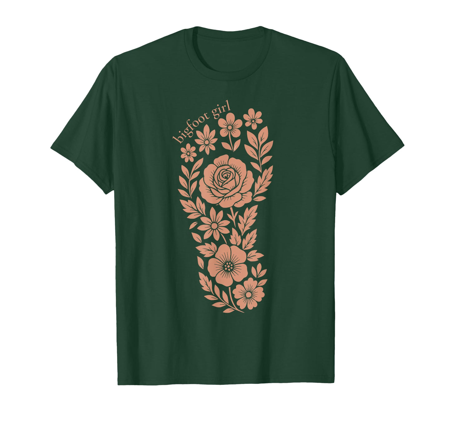 Unique Bigfoot Girl Floral Sasquatch Footprint Flower Women T-Shirt