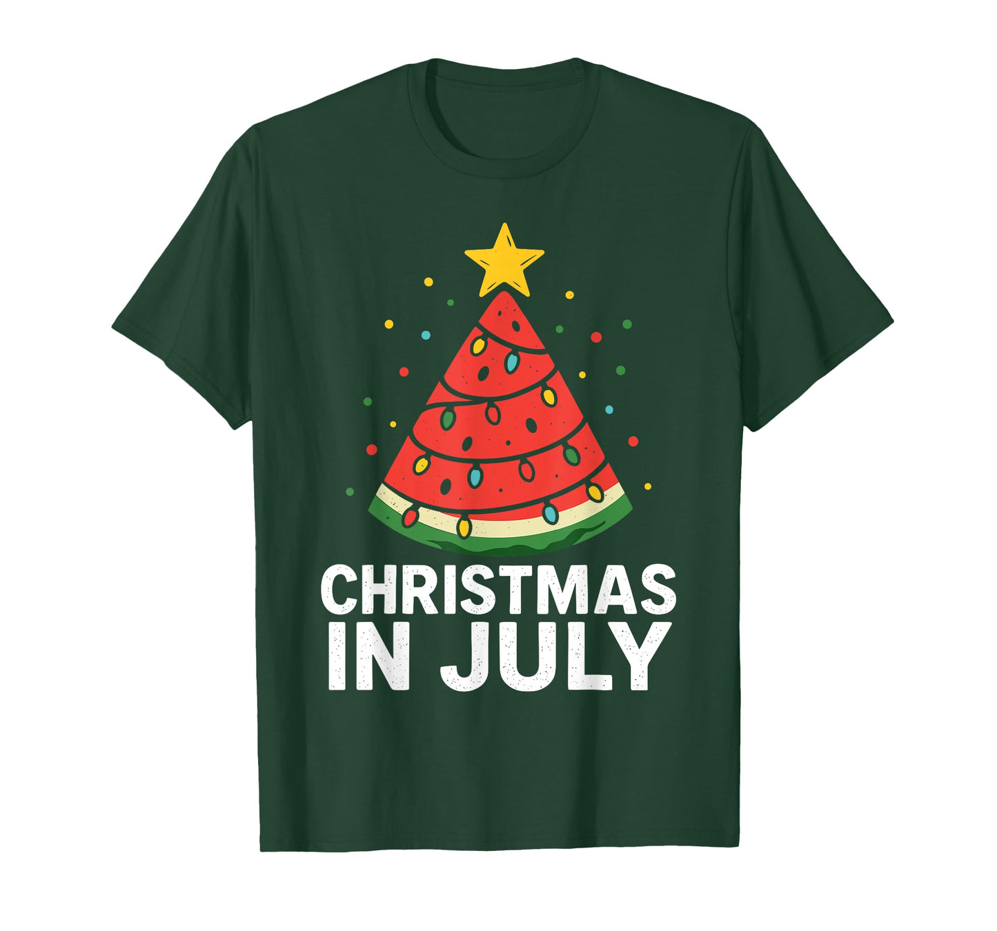 Retro Xmas Tree Watermelon Beach Christmas in July T-Shirt