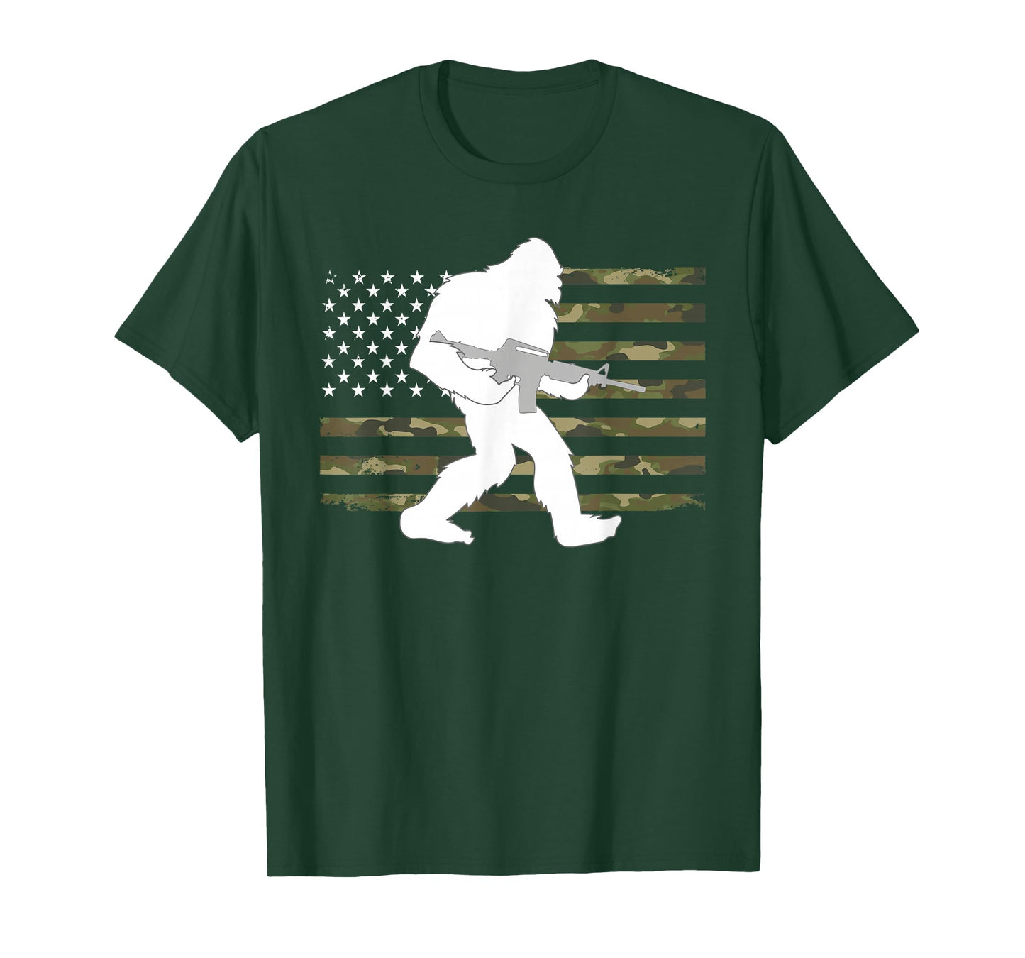 Bigfoot Gun Owner Camo US American Flag Sasquatch AR15 Rifle T-Shirt