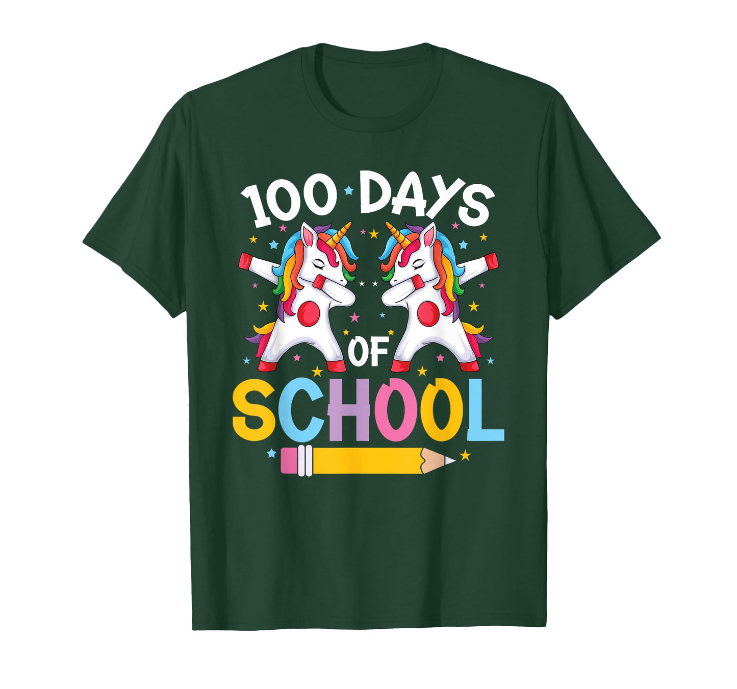 Happy 100th Day Teacher & Girls - 100 Days Of School Unicorn T-Shirt