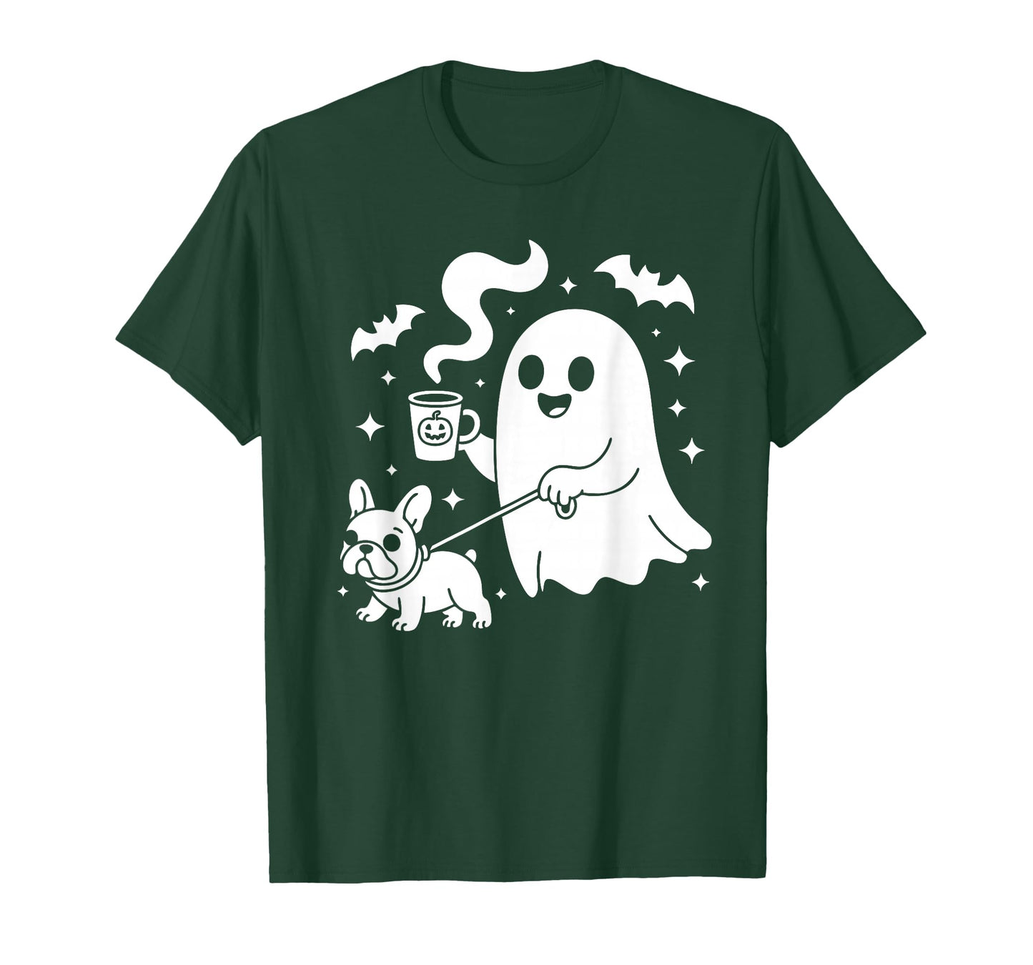 Ghost Walking Dog French Bulldog Coffee Halloween Costume T-Shirt