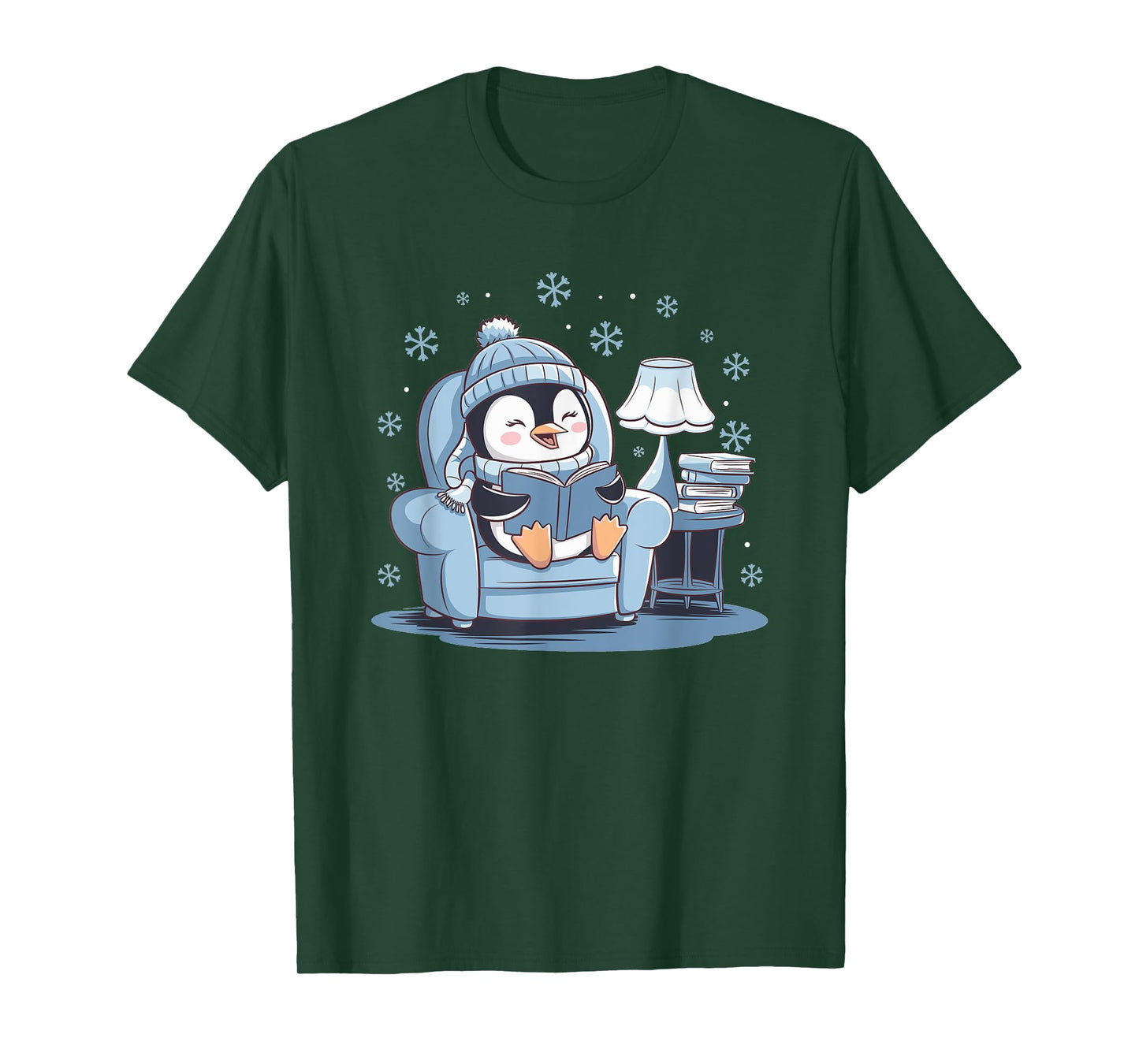 Penguin Reading Arctic Wildlife Animal Winter Snow Lover T-Shirt
