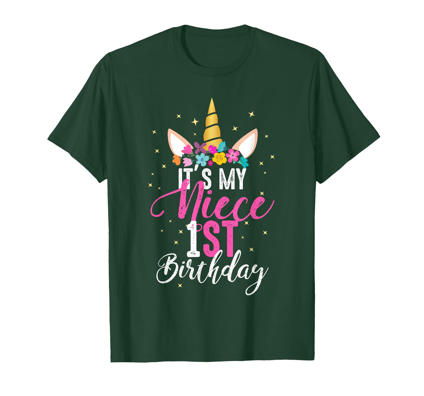 Its My Niece 1st Birthay Gift Girl Unicorn Birthday T-Shirt