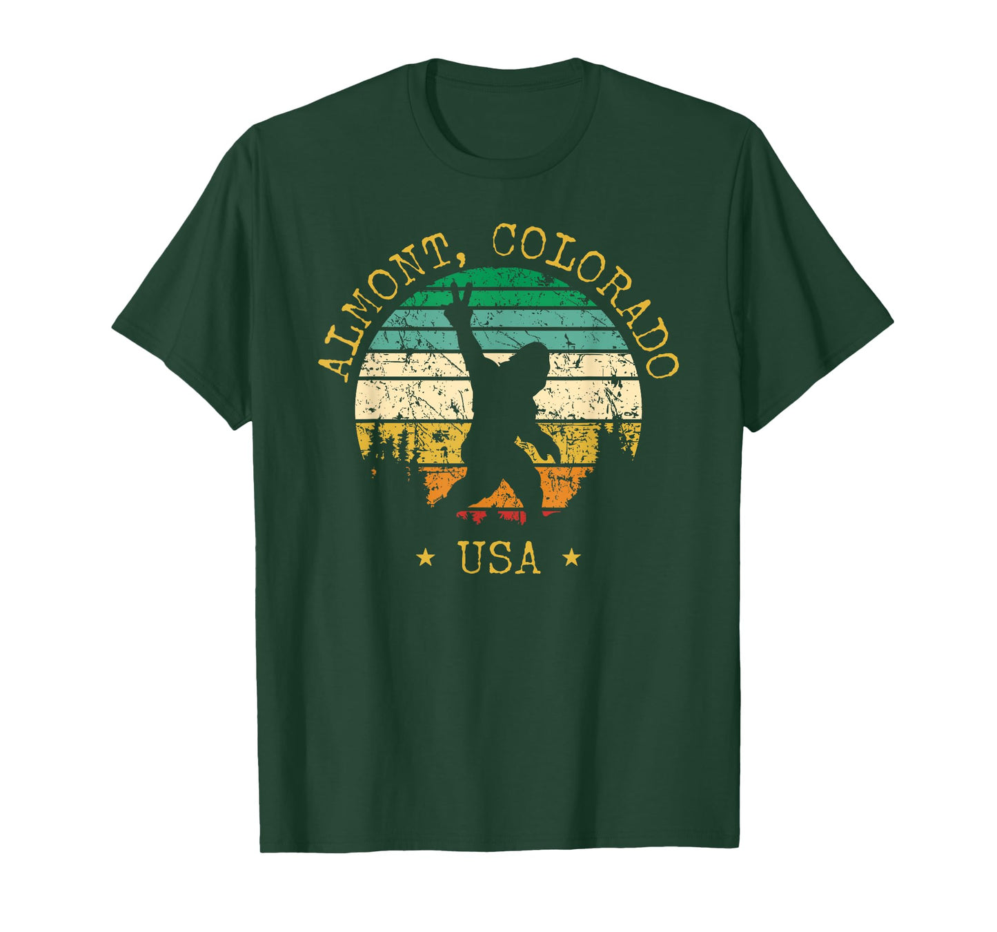 Almont Colorado USA Sasquatch Peace Sign Bigfoot Design T-Shirt