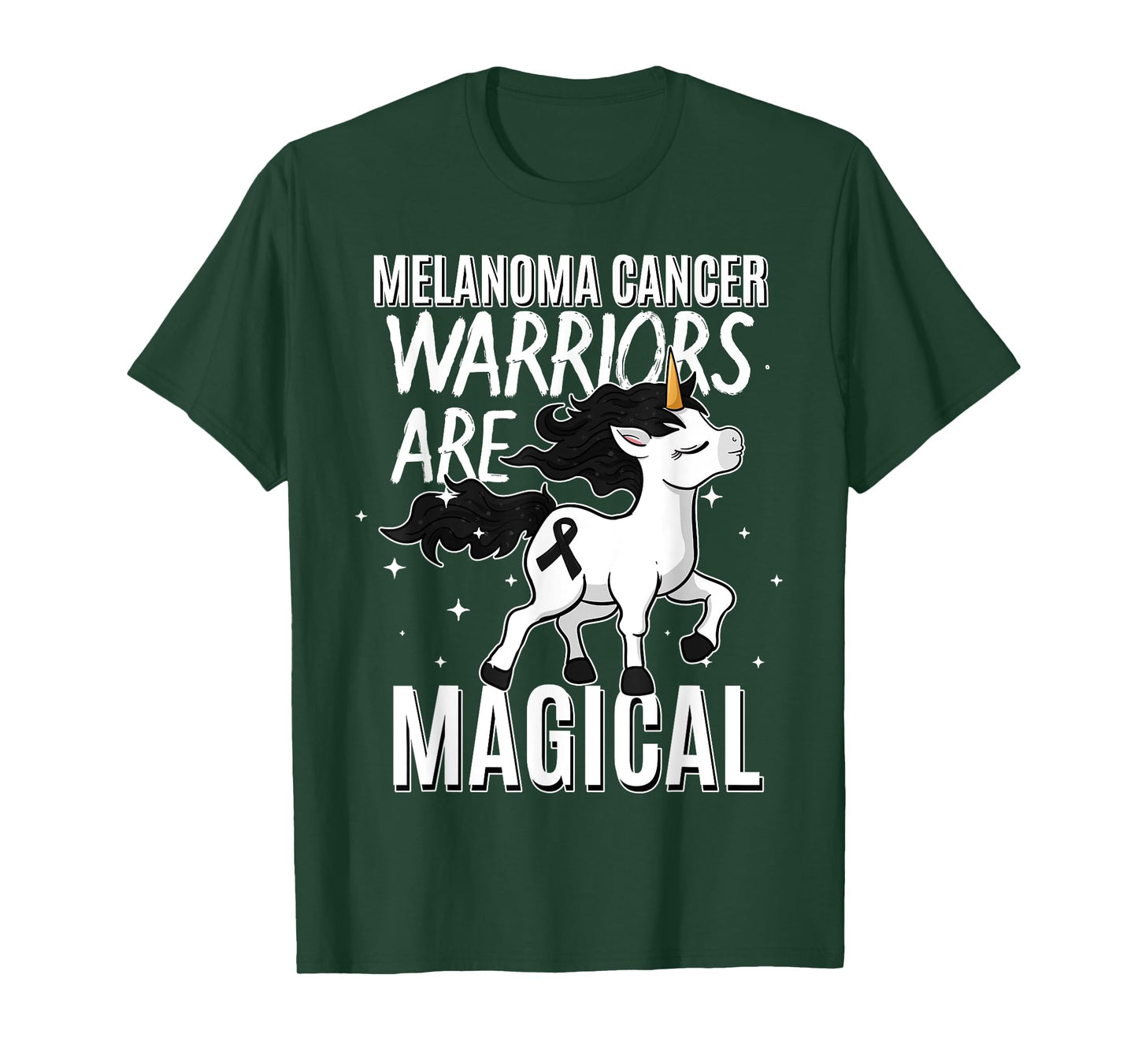 Melanoma Cancer Magical Unicorn Black Ribbon Dermatologist T-Shirt
