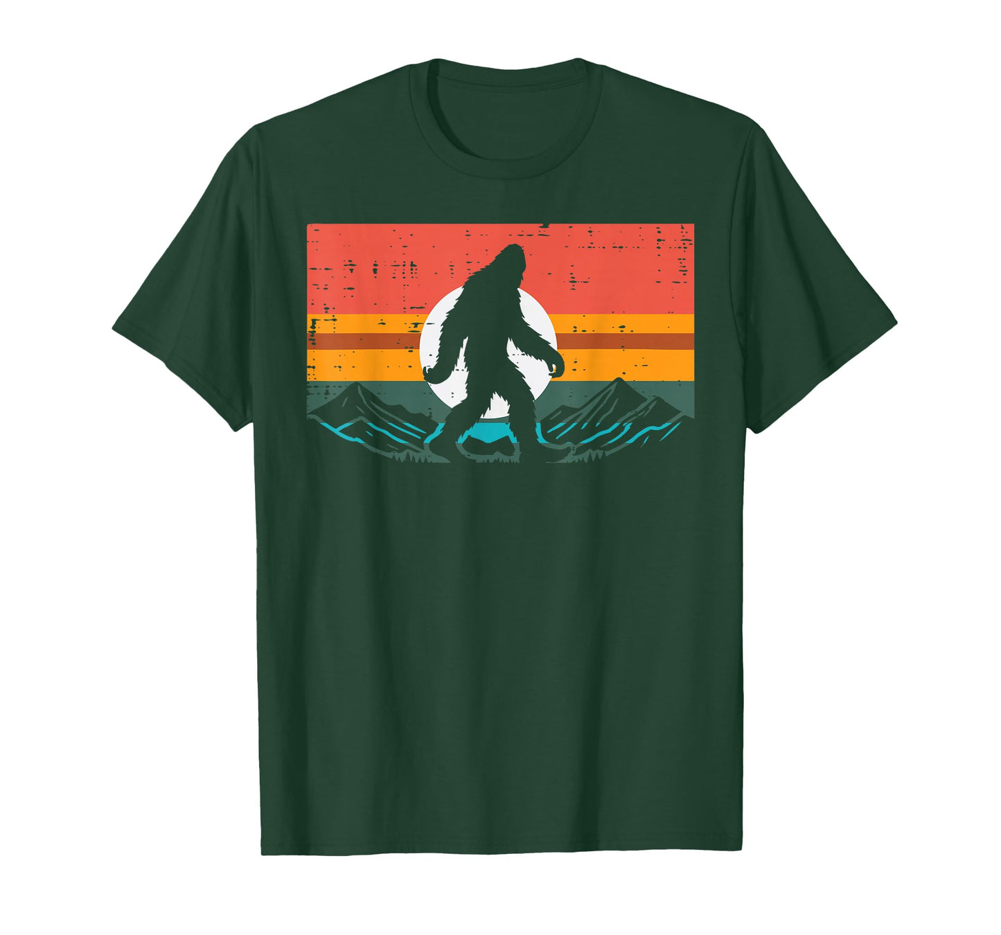 Bigfoot Sun Mountains Sunset Retro Sasquatch Men Women Kids T-Shirt