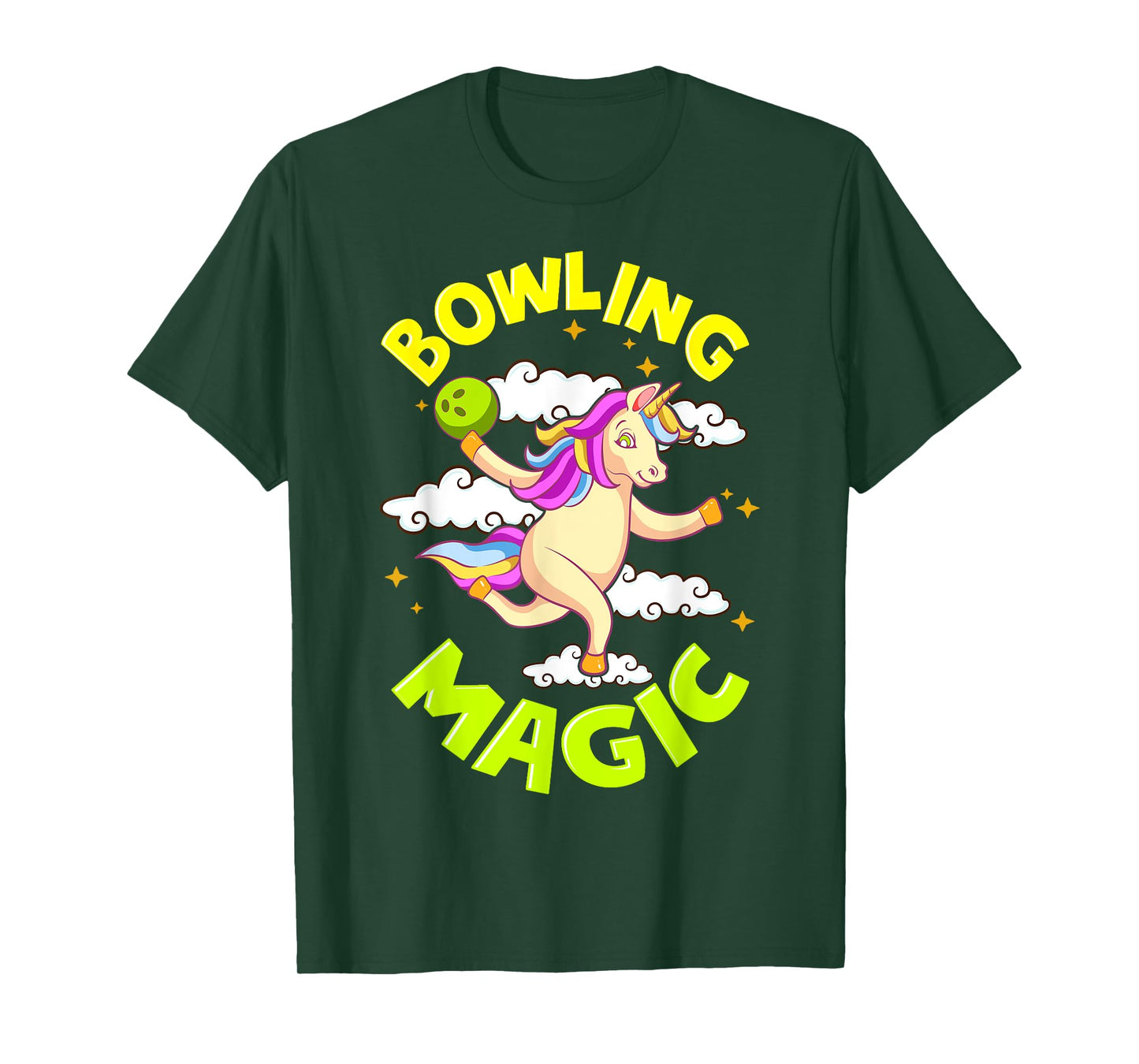 Funny Bowling Unicorn Design Gift Tee Bowling Magic Outfit T-Shirt