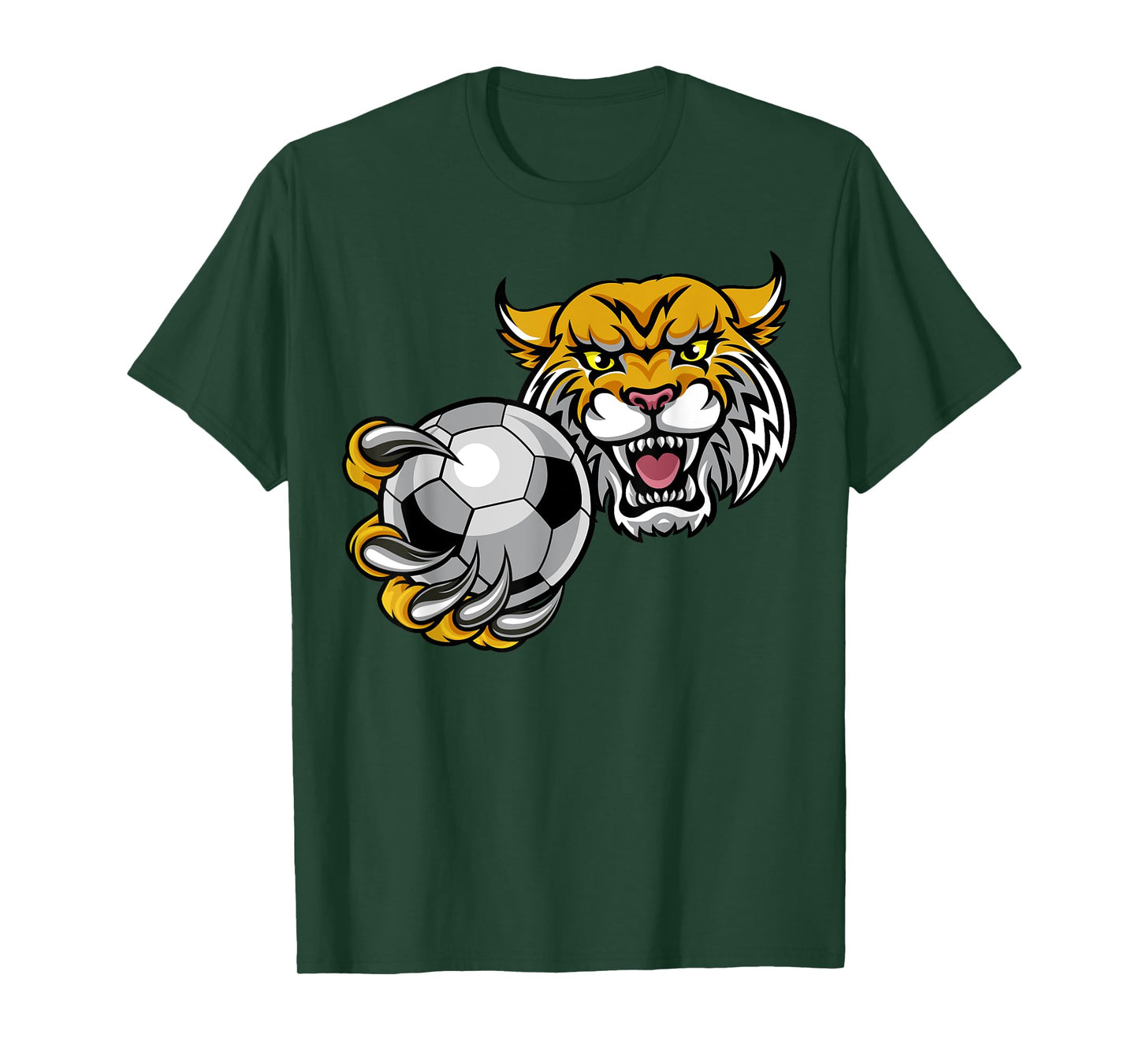 Wildcat Sports Team Mascot Holding Soccer Football Ball T-Shirt for Men Women Kids