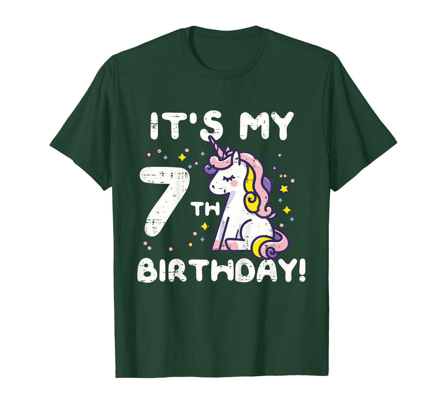 Its My 7th Birthday Unicorn Cute 7 Year Old Bday Girls Kids T-Shirt