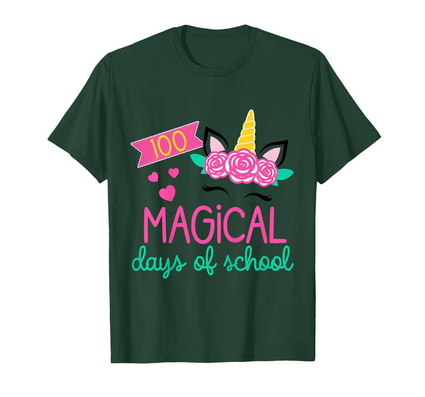100 Days of School Girls Unicorn 100 Magical Days of School T-Shirt