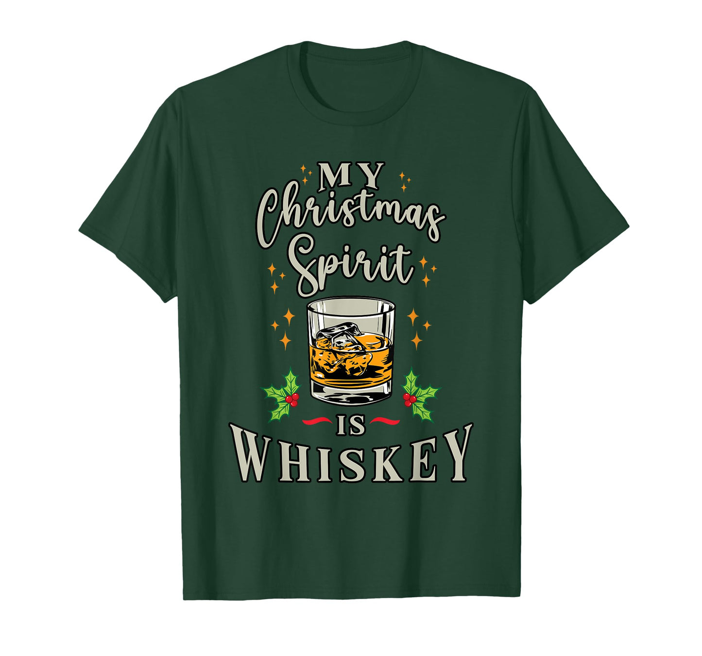 Merry Christmas Spirit is Whiskey Bourbon Funny Drinking T-Shirt