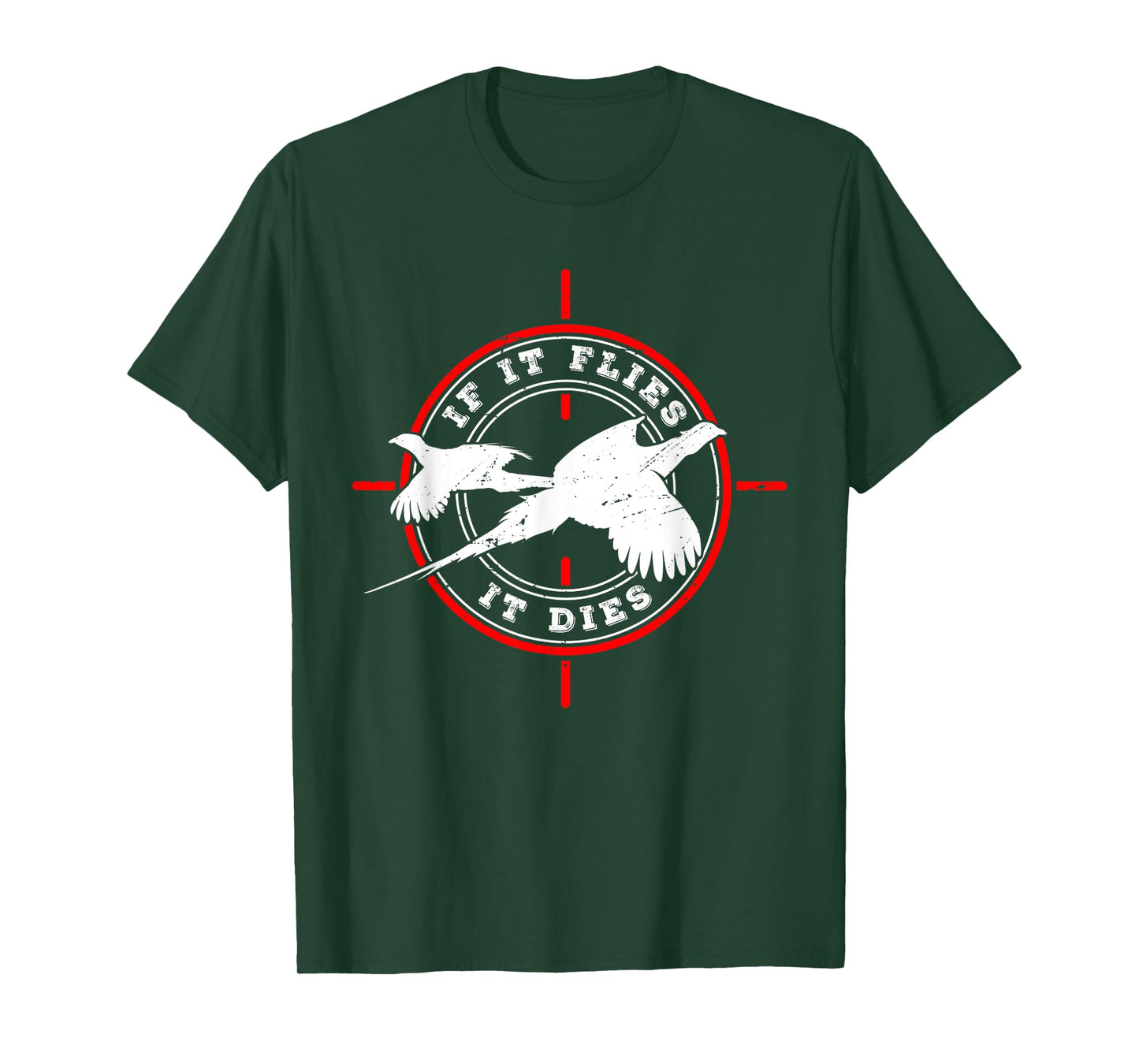 If it flies it dies for Pheasant hunter Pheasant Hunter T-Shirt Black Small Regular Fit Crew Neck Short Sleeve Cotton 60% Polyester 40% Women Hunters