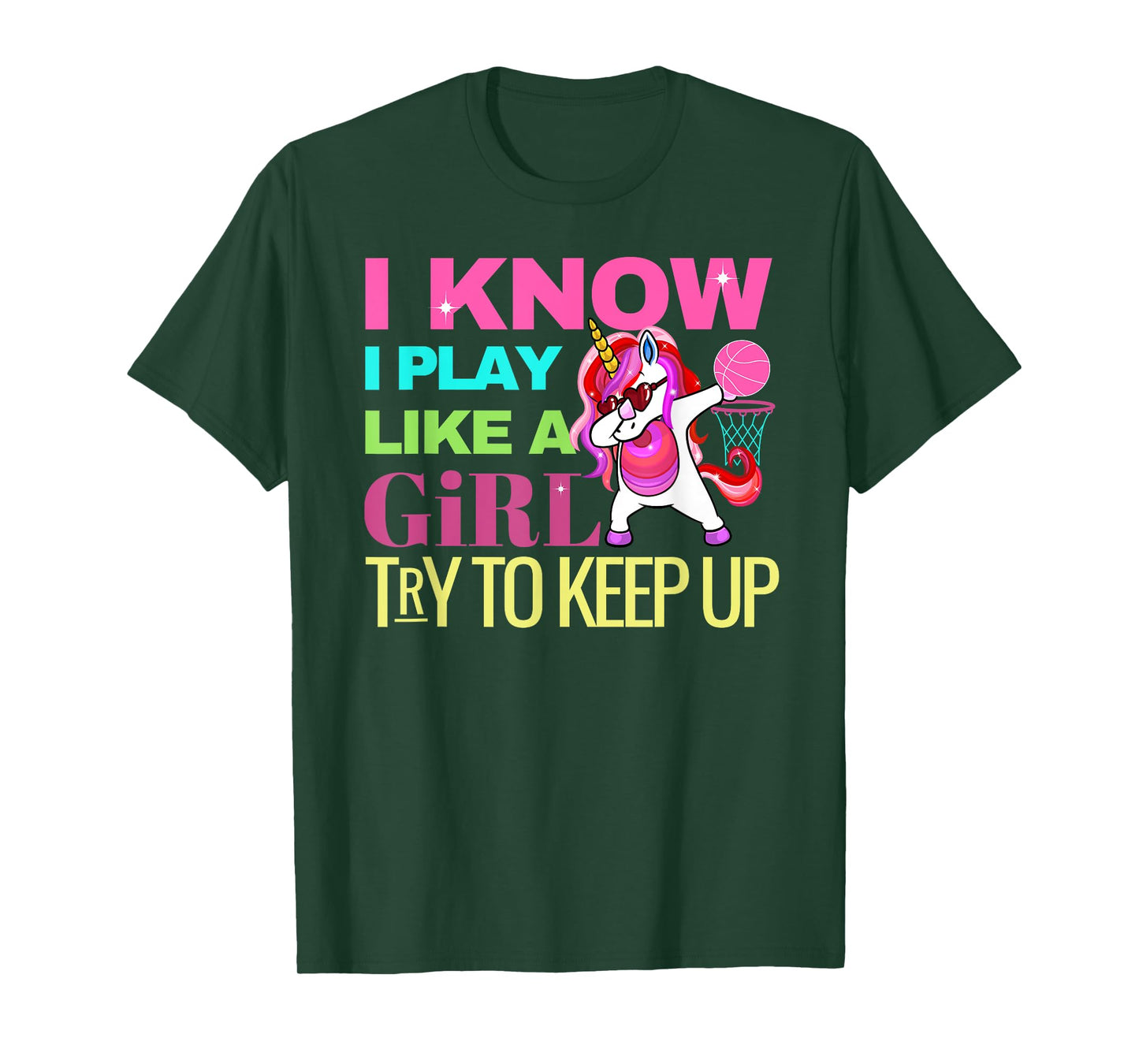 Envy Design Girls Basketball Tee's Dabbing Unicorn Gift Girls T-Shirt
