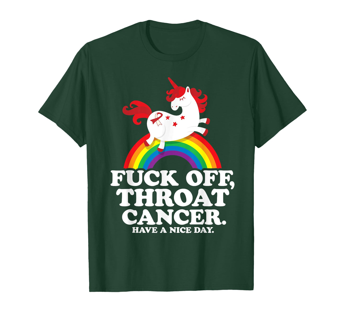 Fuck Off Throat Cancer Funny Survivor Quote Unicorn Rainbow T-Shirt