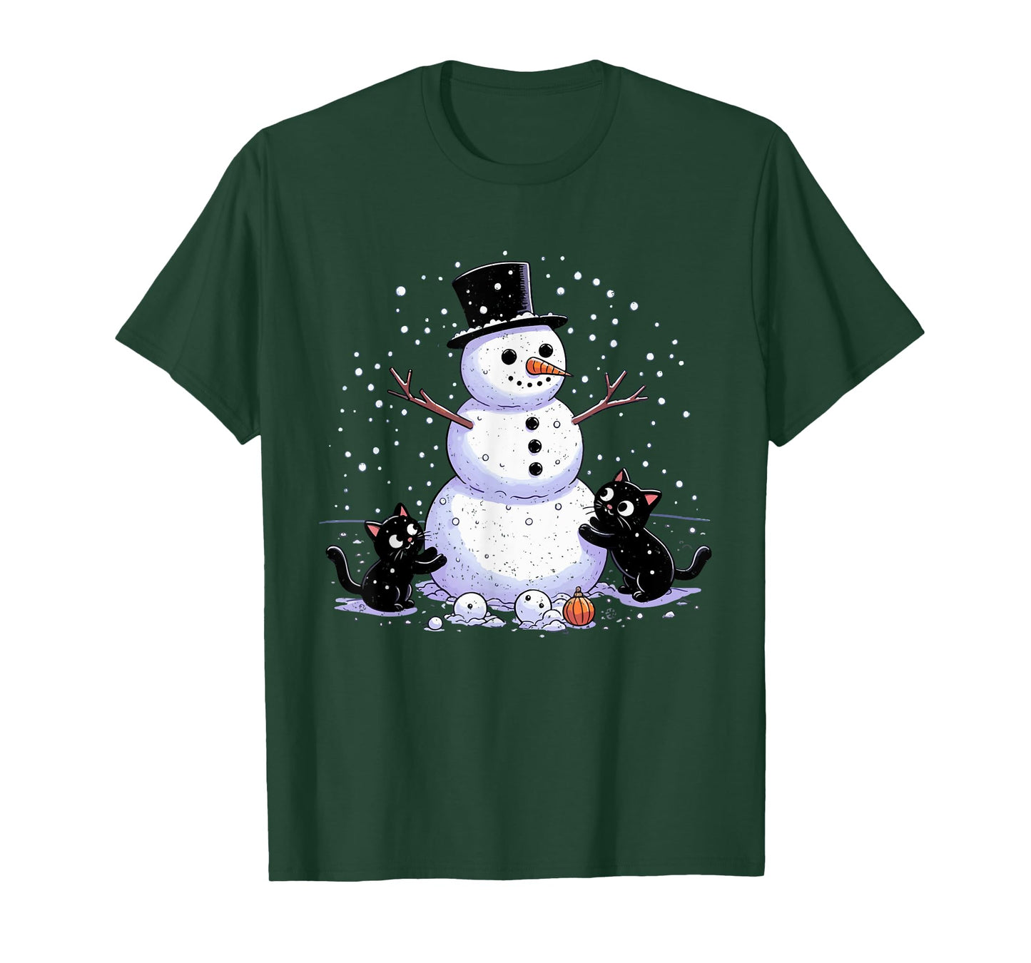 Snowman Cat Lover Christmas Kitten Lover Xmas Winter Holiday T-Shirt