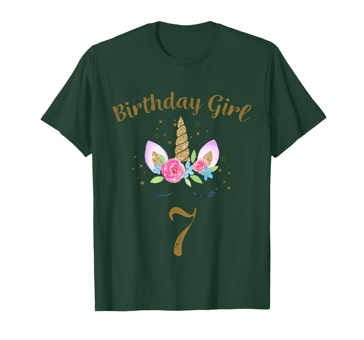 Kids 7th Birthday Girl Unicorn Shirt 7th Birthday Outfit T-Shirt