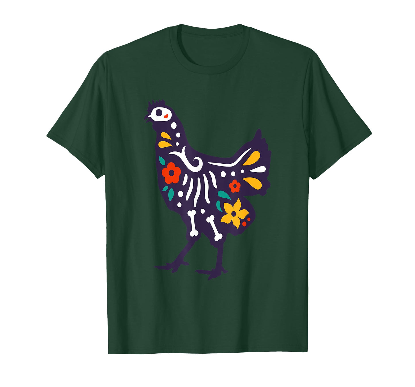 Cute Sugar Skull Day Dead Chicken Colorful Farm Lover T-Shirt