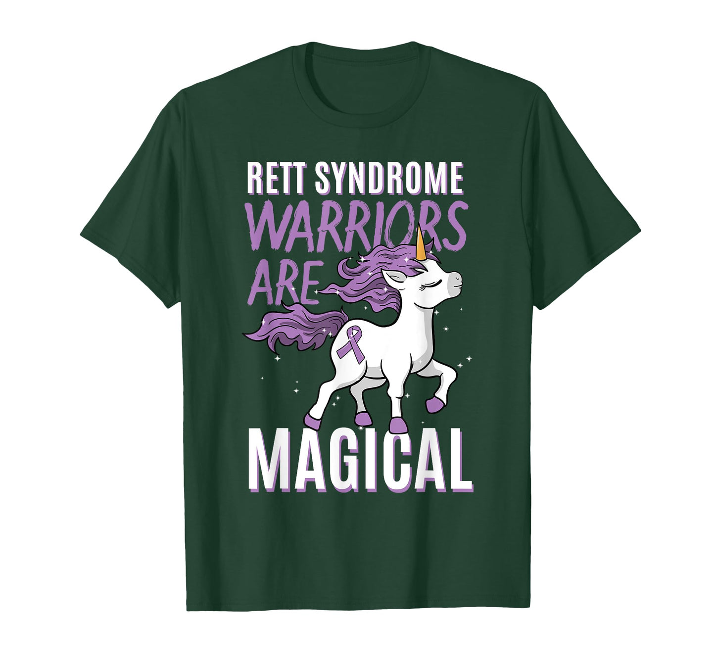 Rett Syndrome Awareness RTT Warrior Purple Ribbon Unicorn T-Shirt
