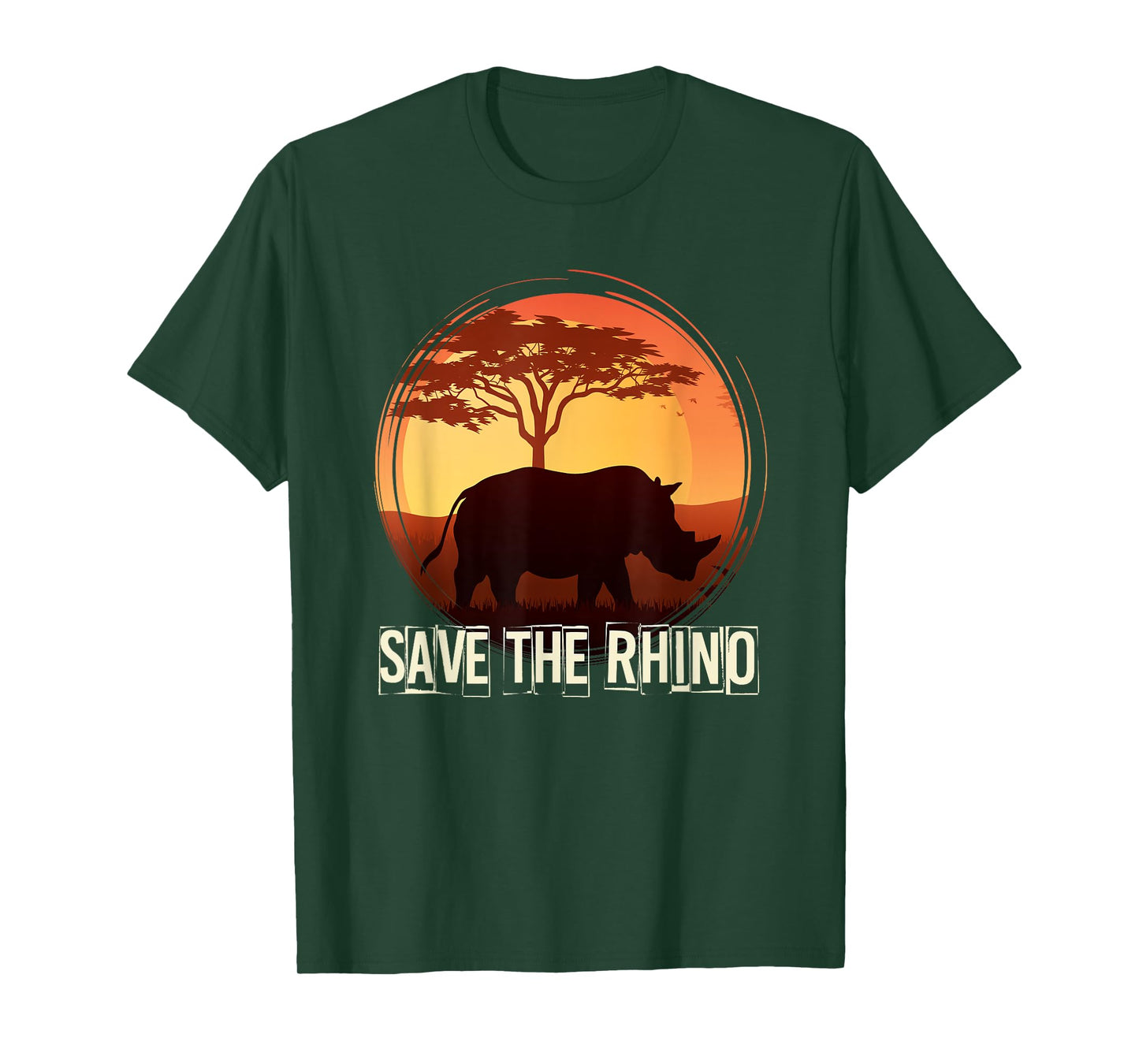 Africa Zoo Keeper Rhinoceros Tees Unisex-Adults Black Animal Pattern T-Shirt Small