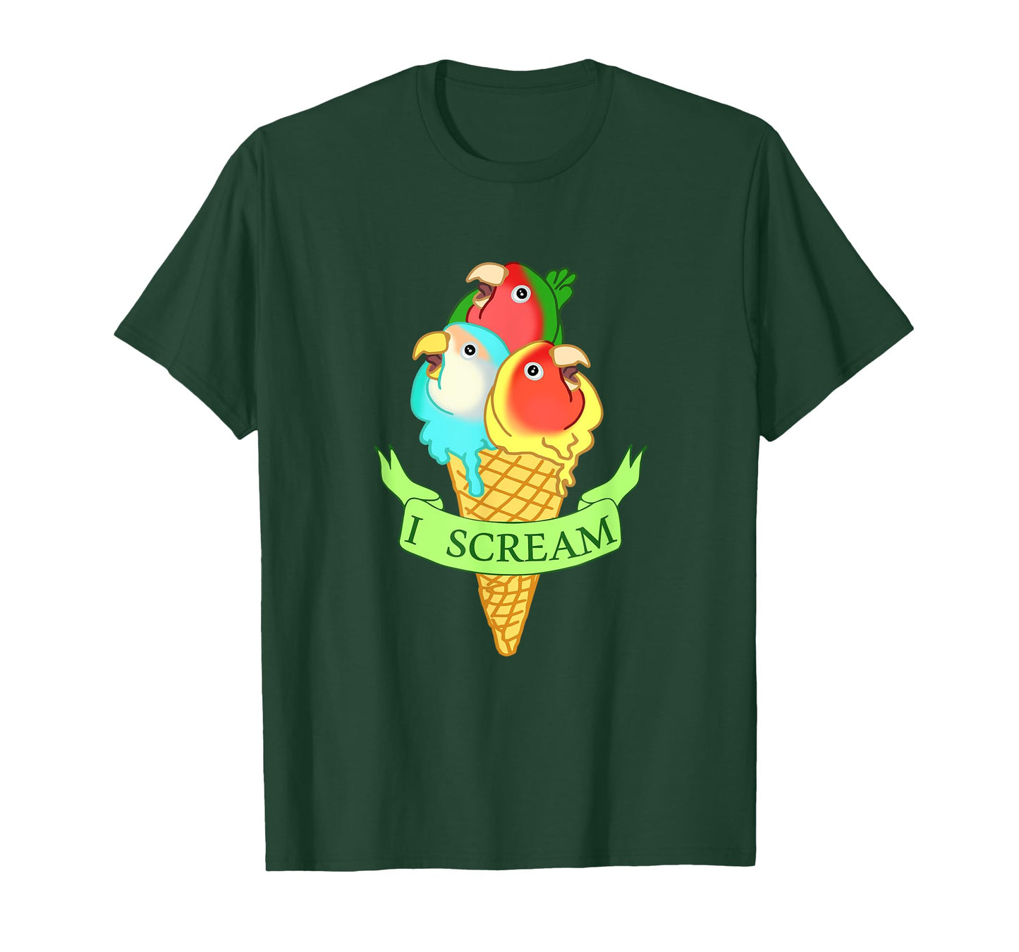 Cute Ice cream Lovebirds T-shirt, Funny I Scream Parrots T-Shirt