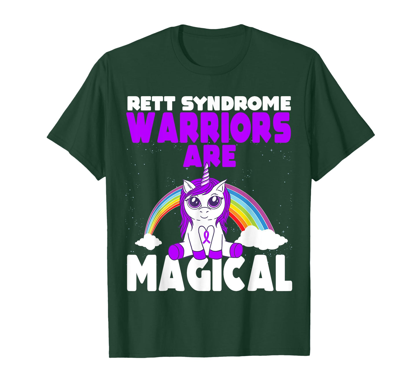 Rett Syndrome Awareness Purple Ribbon Cute Magical Unicorn T-Shirt